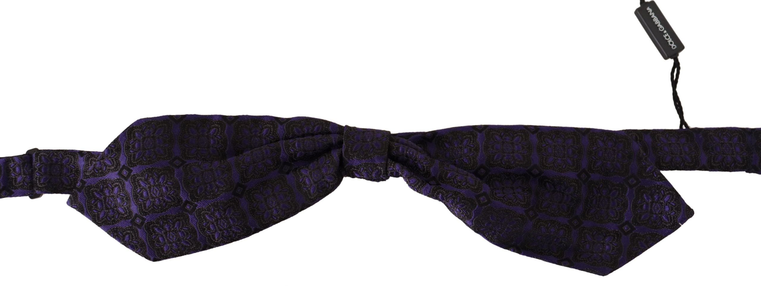 Dolce & Gabbana Blue Geometric Silk Adjustable Neck Papillon Tie Dolce & Gabbana