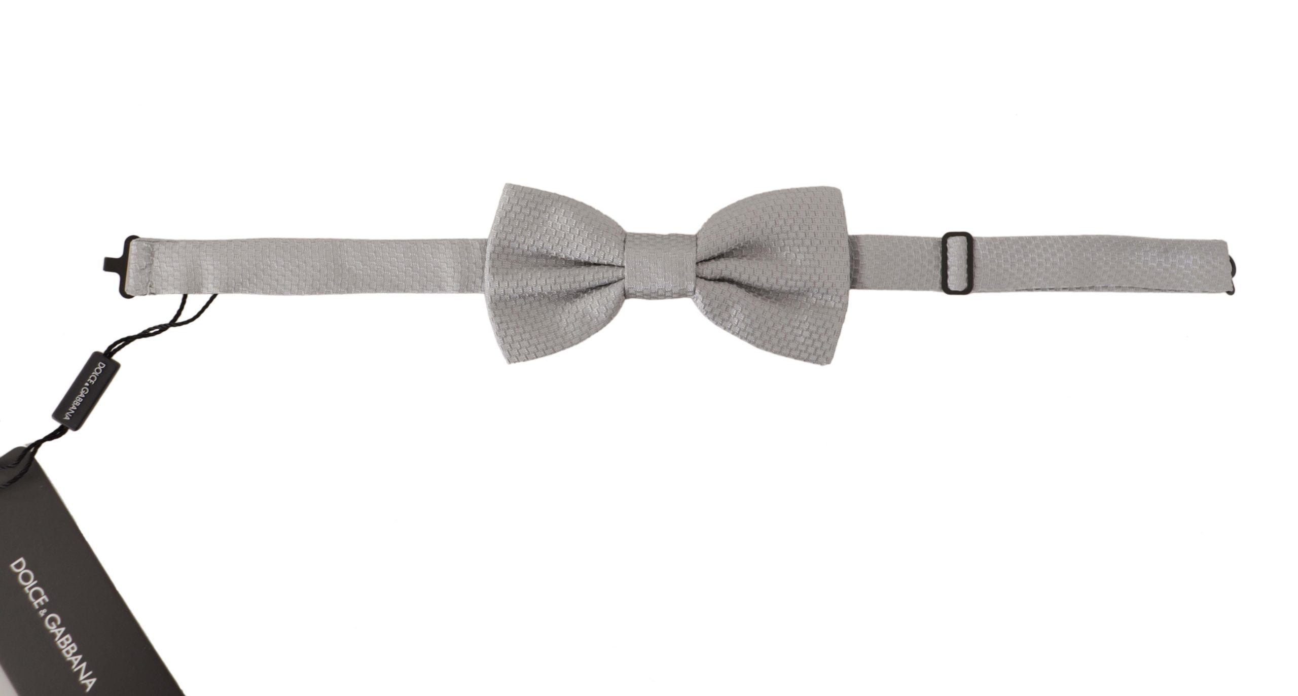 Dolce & Gabbana Gray 100% Silk Adjustable Neck Papillon Tie Dolce & Gabbana