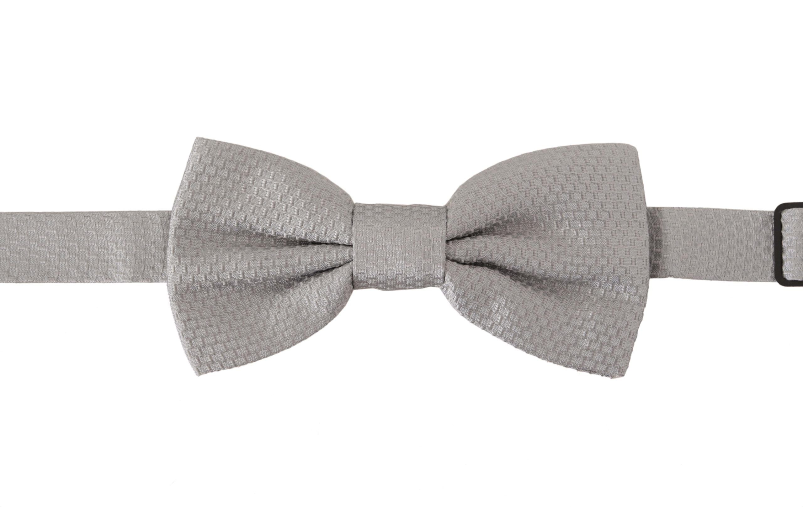 Dolce & Gabbana Gray 100% Silk Adjustable Neck Papillon Tie Dolce & Gabbana