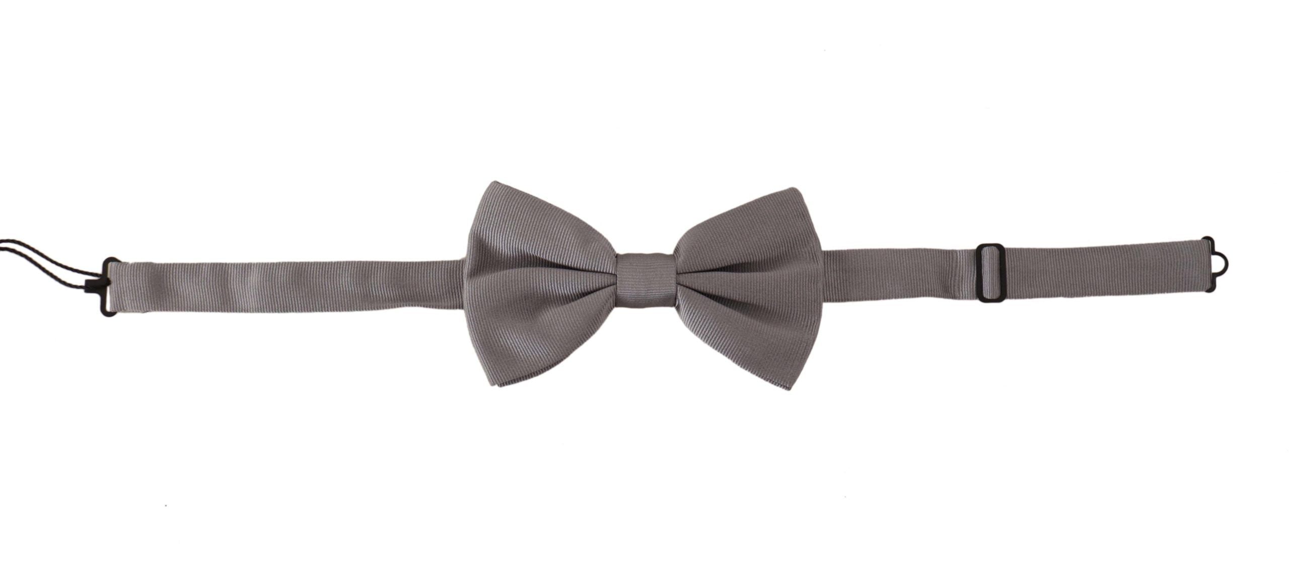 Dolce & Gabbana Gray 100% Silk Adjustable Neck Papillon Tie Dolce & Gabbana