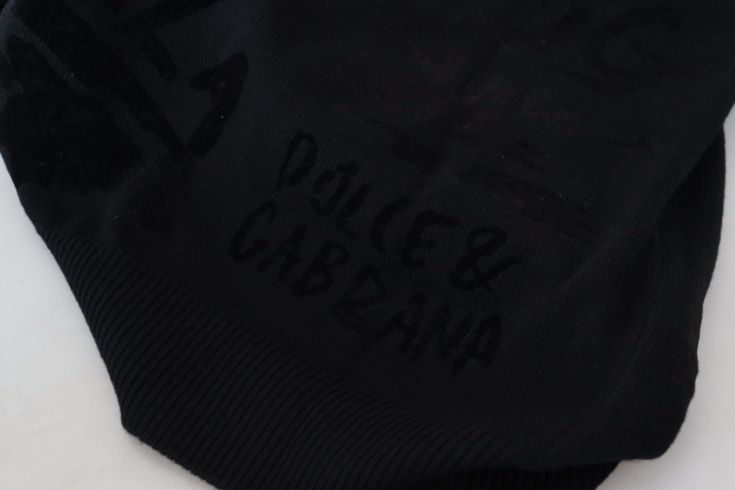 Dolce & Gabbana Black Wool Logo Pattern Crewneck Pullover Sweater Dolce & Gabbana
