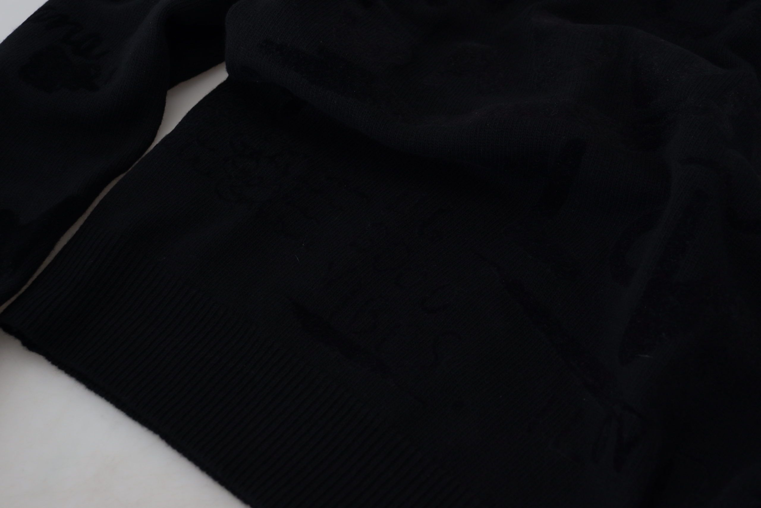 Dolce & Gabbana Black Wool Logo Pattern Crewneck Pullover Sweater Dolce & Gabbana