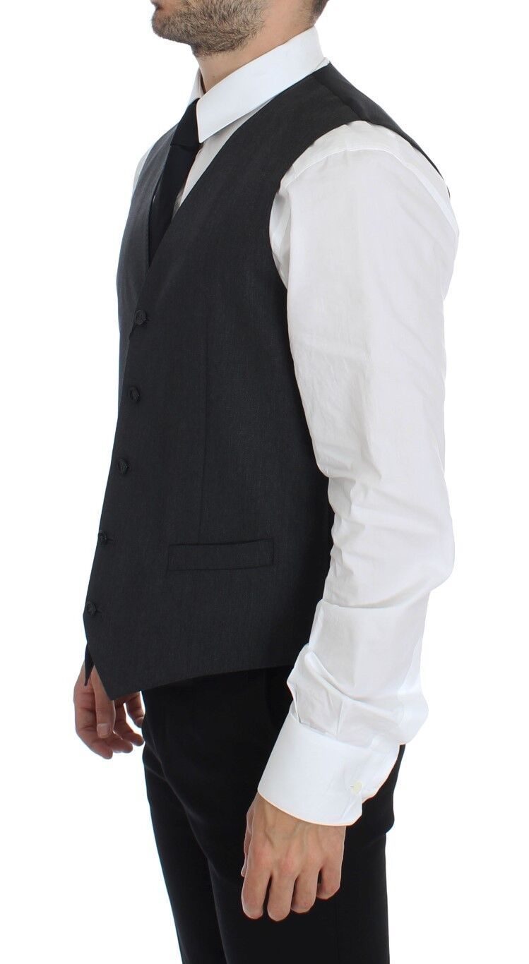 Dolce & Gabbana Gray Wool Formal Dress Vest Gilet Weste Dolce & Gabbana