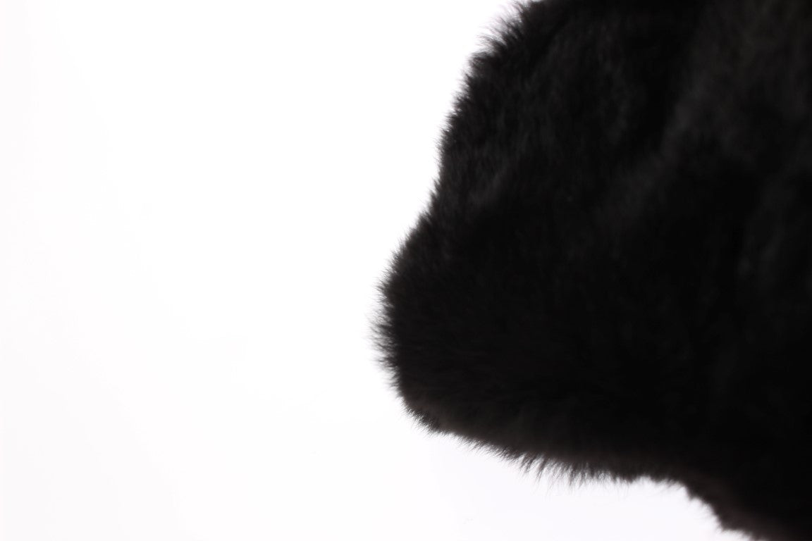 Dolce & Gabbana Black Weasel Fur Crochet Hood Scarf Hat Dolce & Gabbana