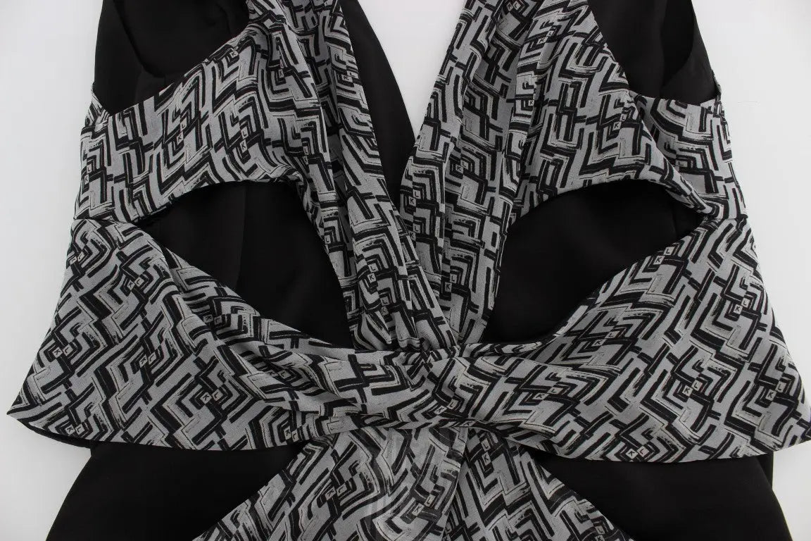 Karl Lagerfeld Gray Black Silk Blouse Top Karl Lagerfeld