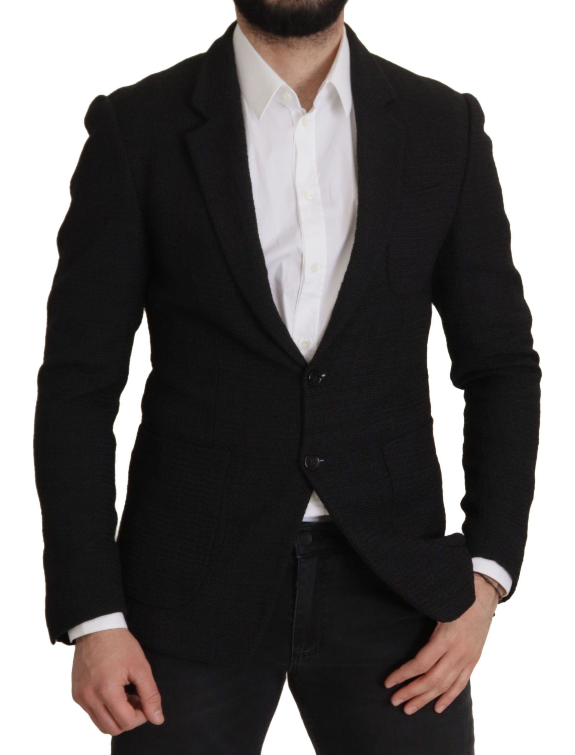 Dolce & Gabbana Black Single Breasted Coat Men Blazer Dolce & Gabbana