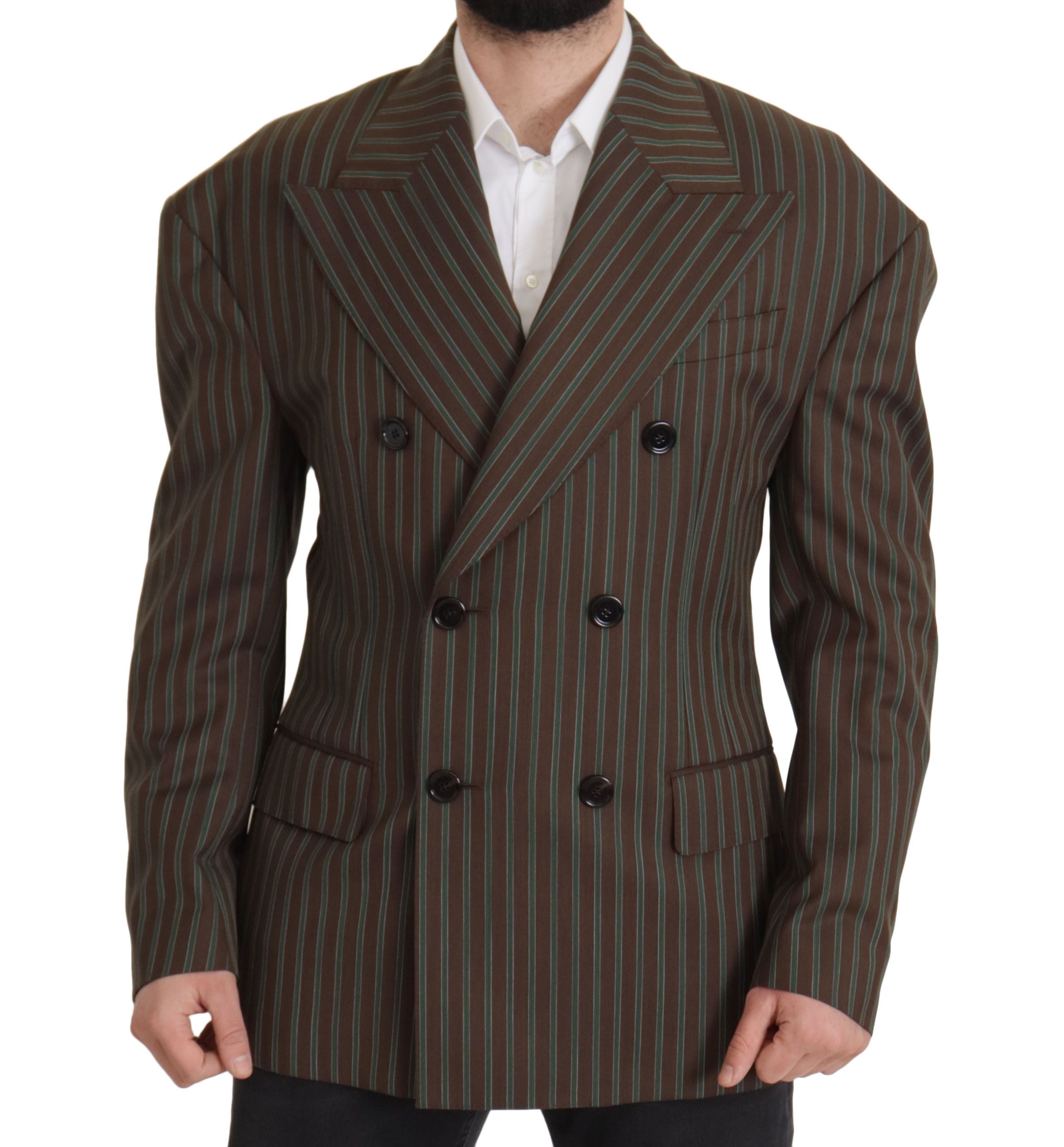 Dolce & Gabbana Multicolor Stripes Double Breasted Blazer Dolce & Gabbana