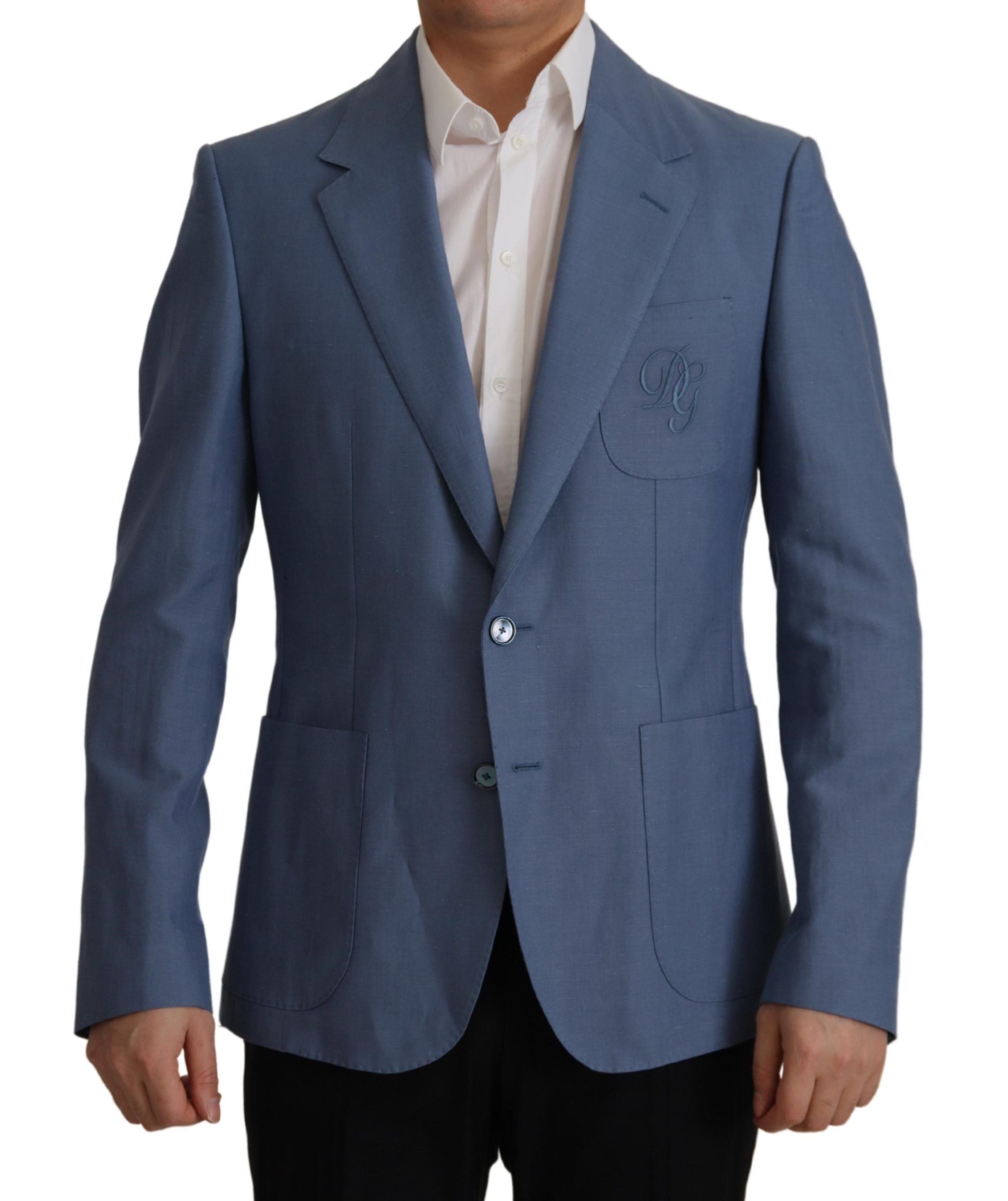 Dolce & Gabbana Blue Single Breasted Logo Blazer Jacket Dolce & Gabbana