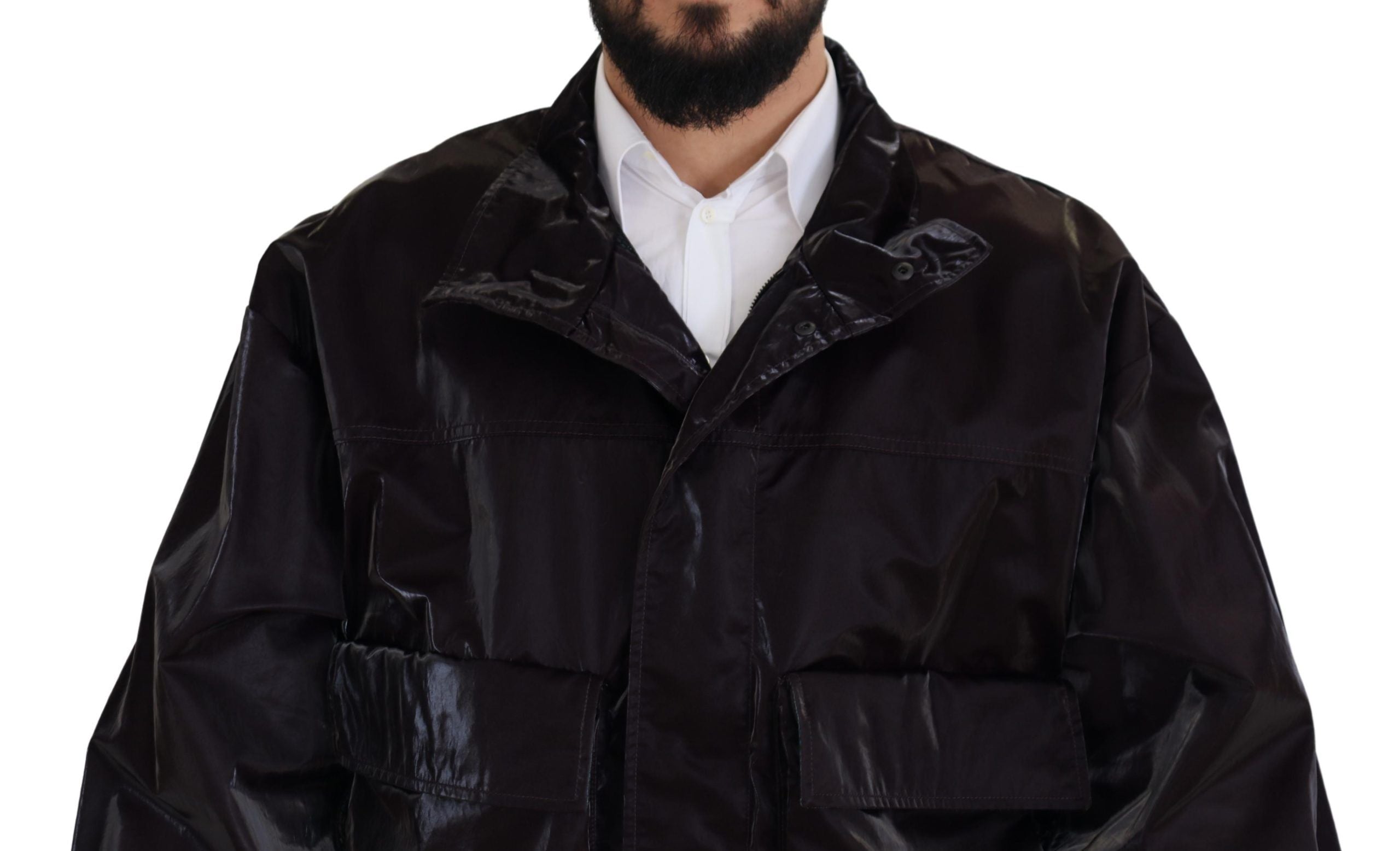 Dolce & Gabbana Bordeaux Nylon Collared Men Coat Jacket Dolce & Gabbana