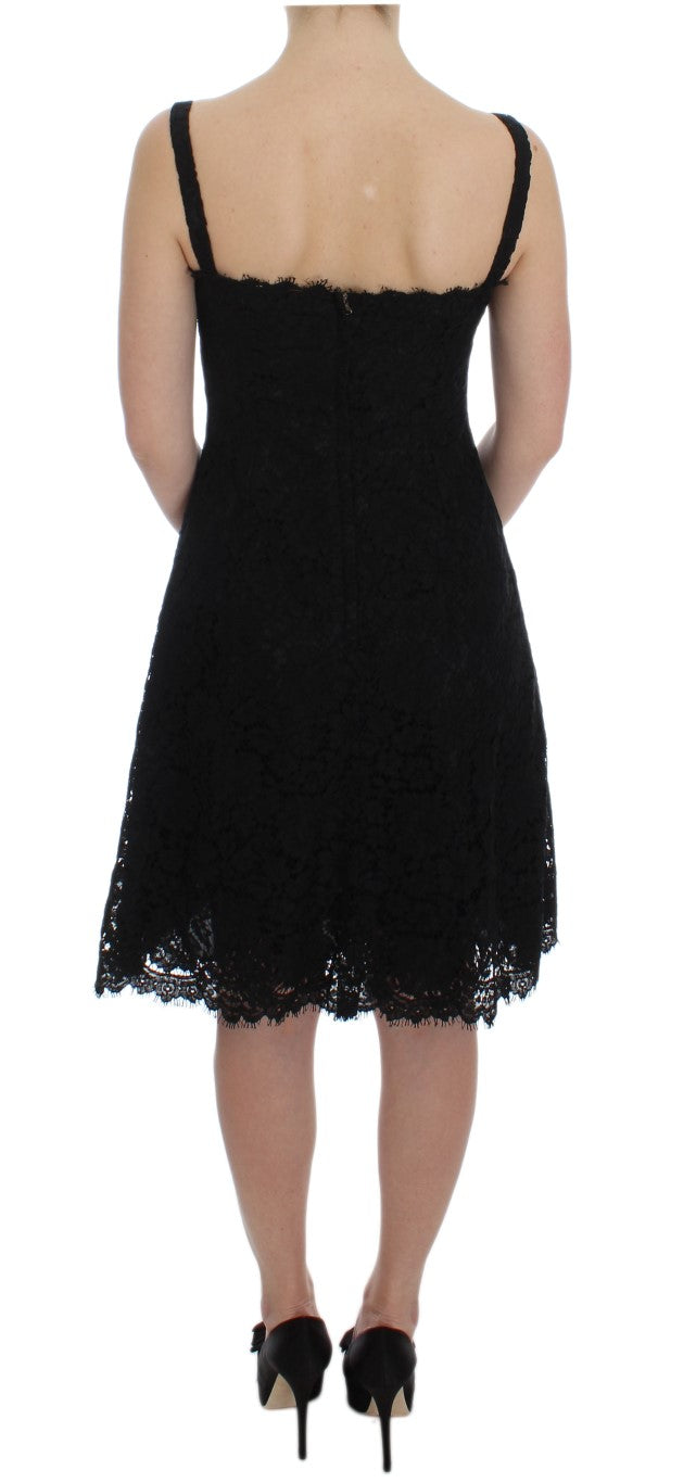 Dolce & Gabbana Black Floral Lace Shift Knee Length Dress Dolce & Gabbana
