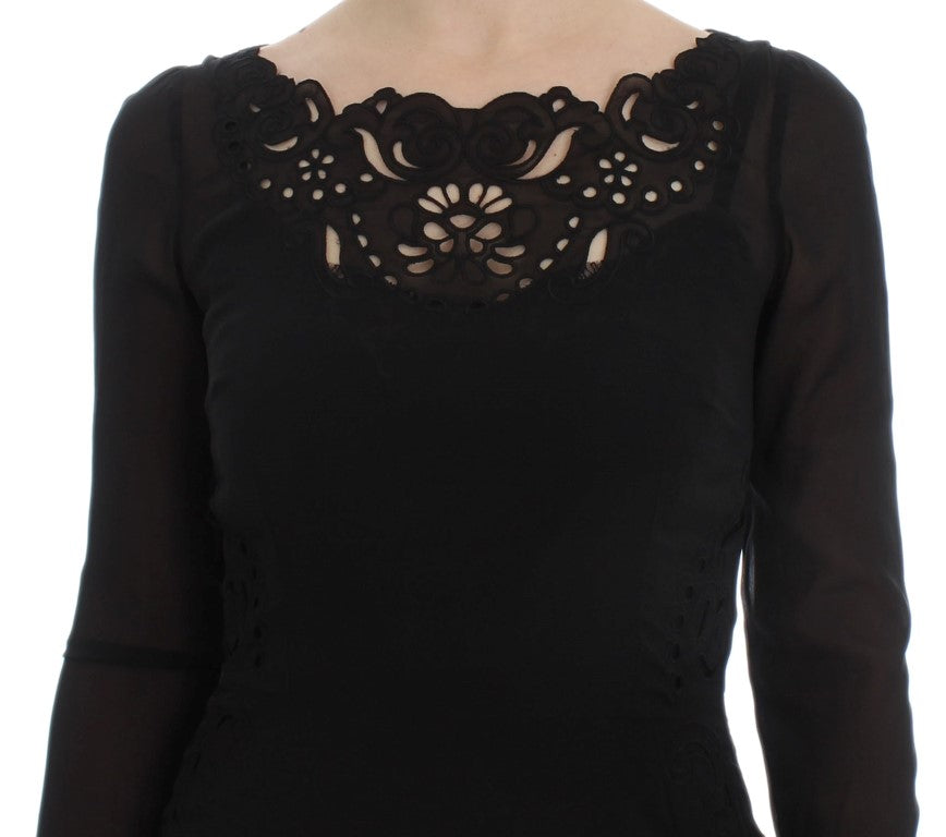 Dolce & Gabbana Black Silk Stretch Sheath Dress Dolce & Gabbana