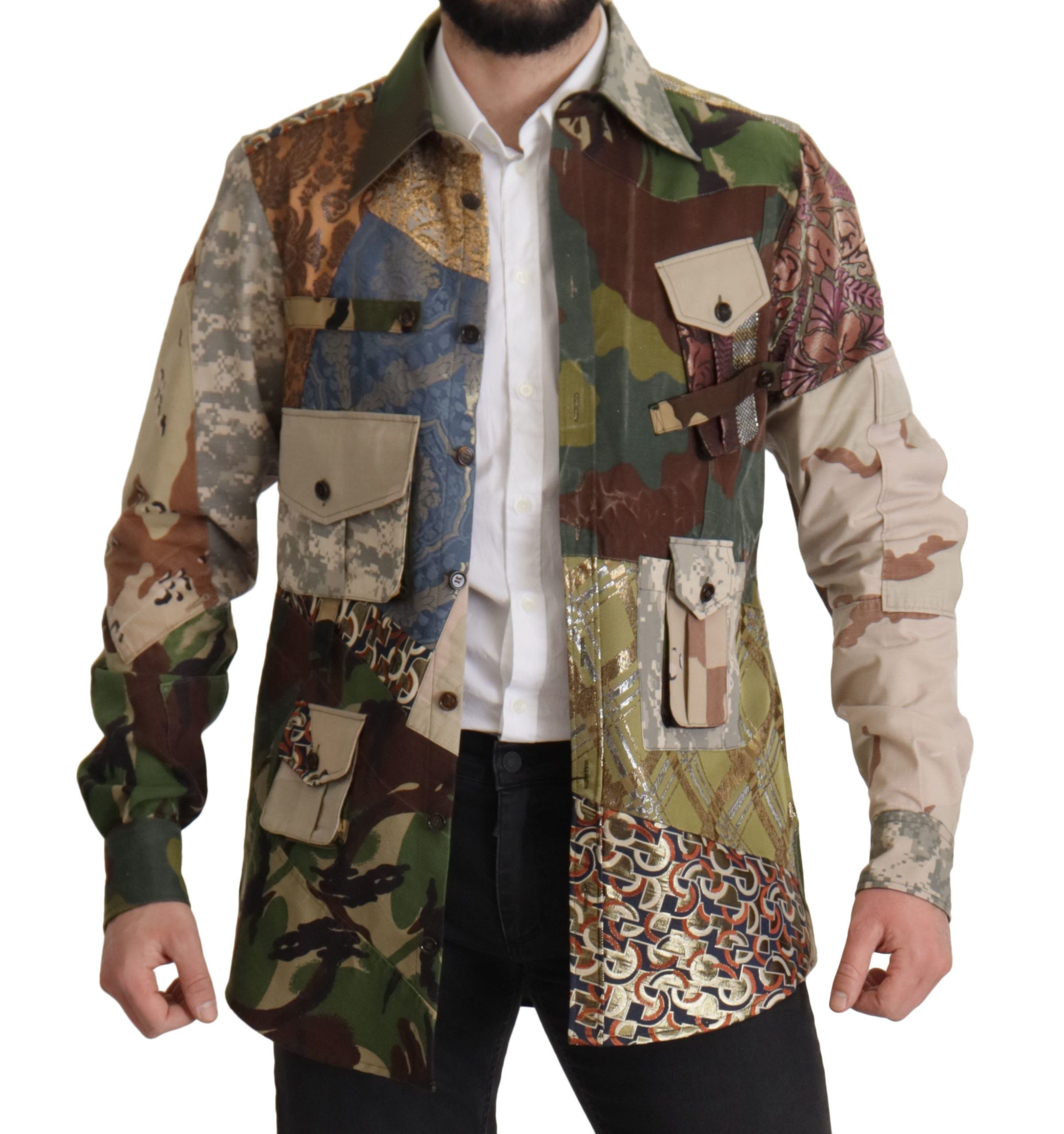 Dolce & Gabbana Multicolor Button Down Patchwork Shirt Dolce & Gabbana