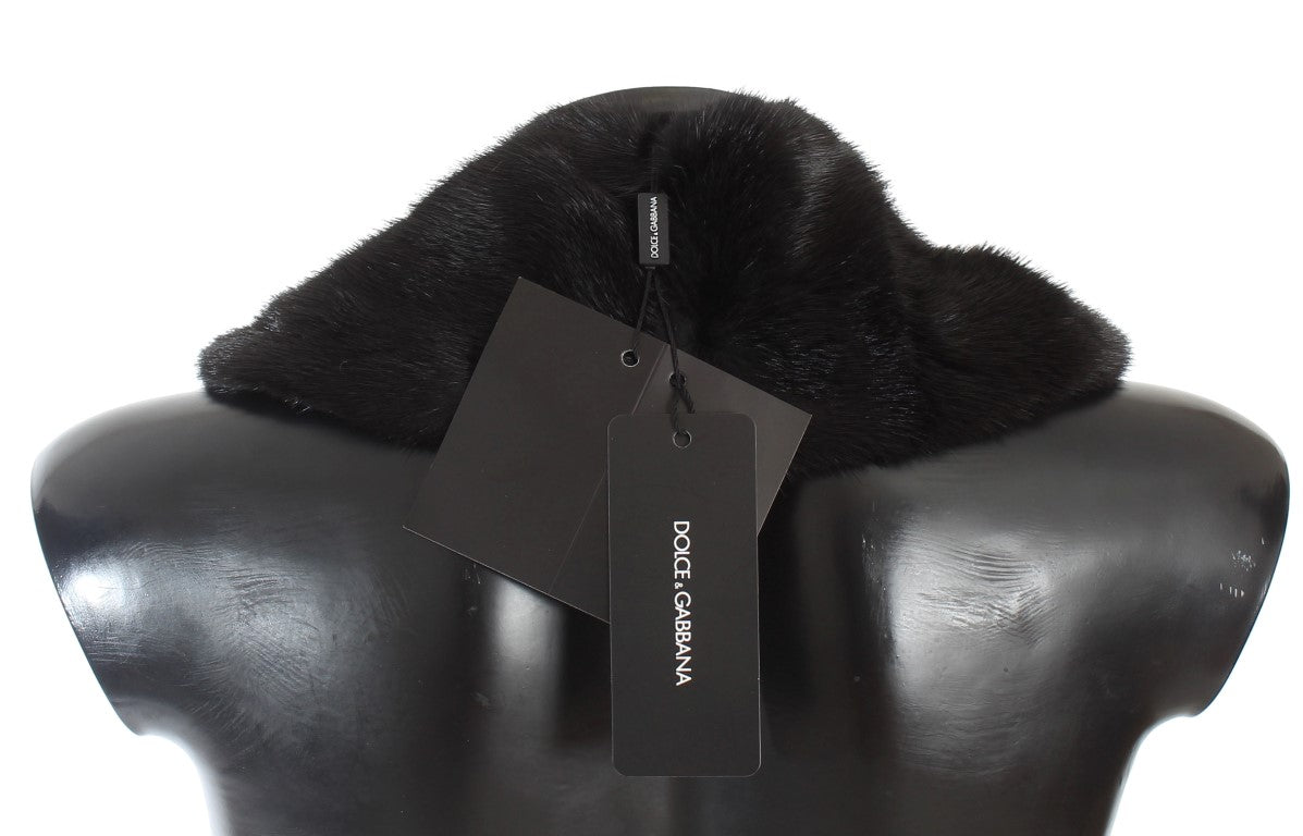 Dolce & Gabbana Black Mink Fur Shoulder Collar Scarf Dolce & Gabbana