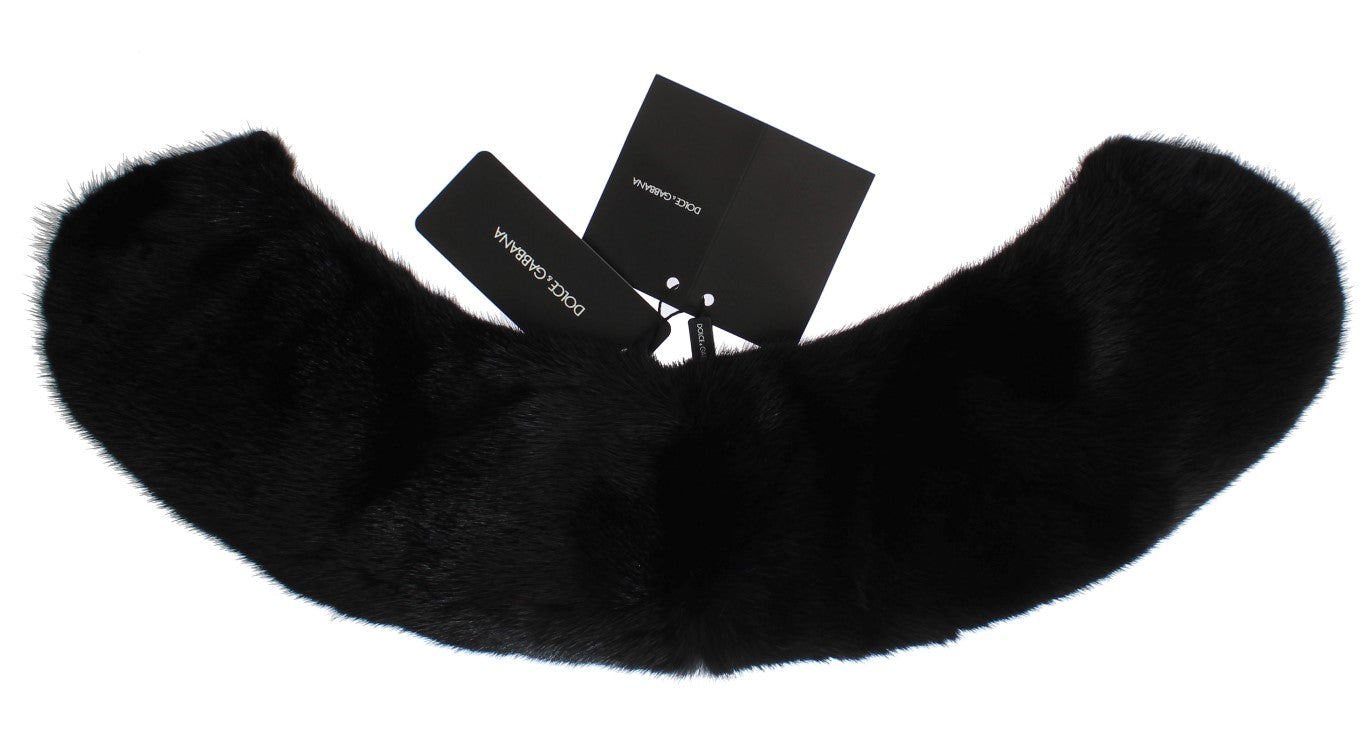 Dolce & Gabbana Black Mink Fur Shoulder Collar Scarf Dolce & Gabbana