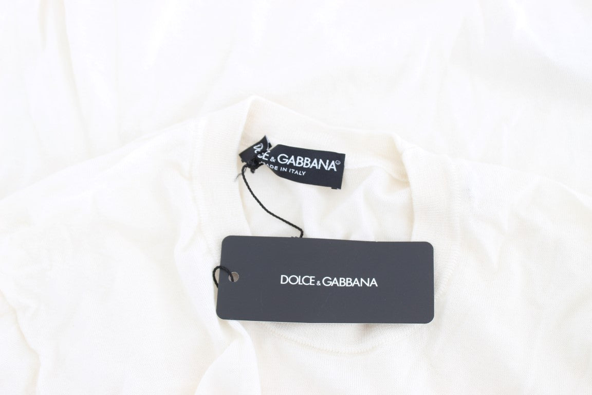 Dolce & Gabbana White 100% Cashmere Sweater Dolce & Gabbana