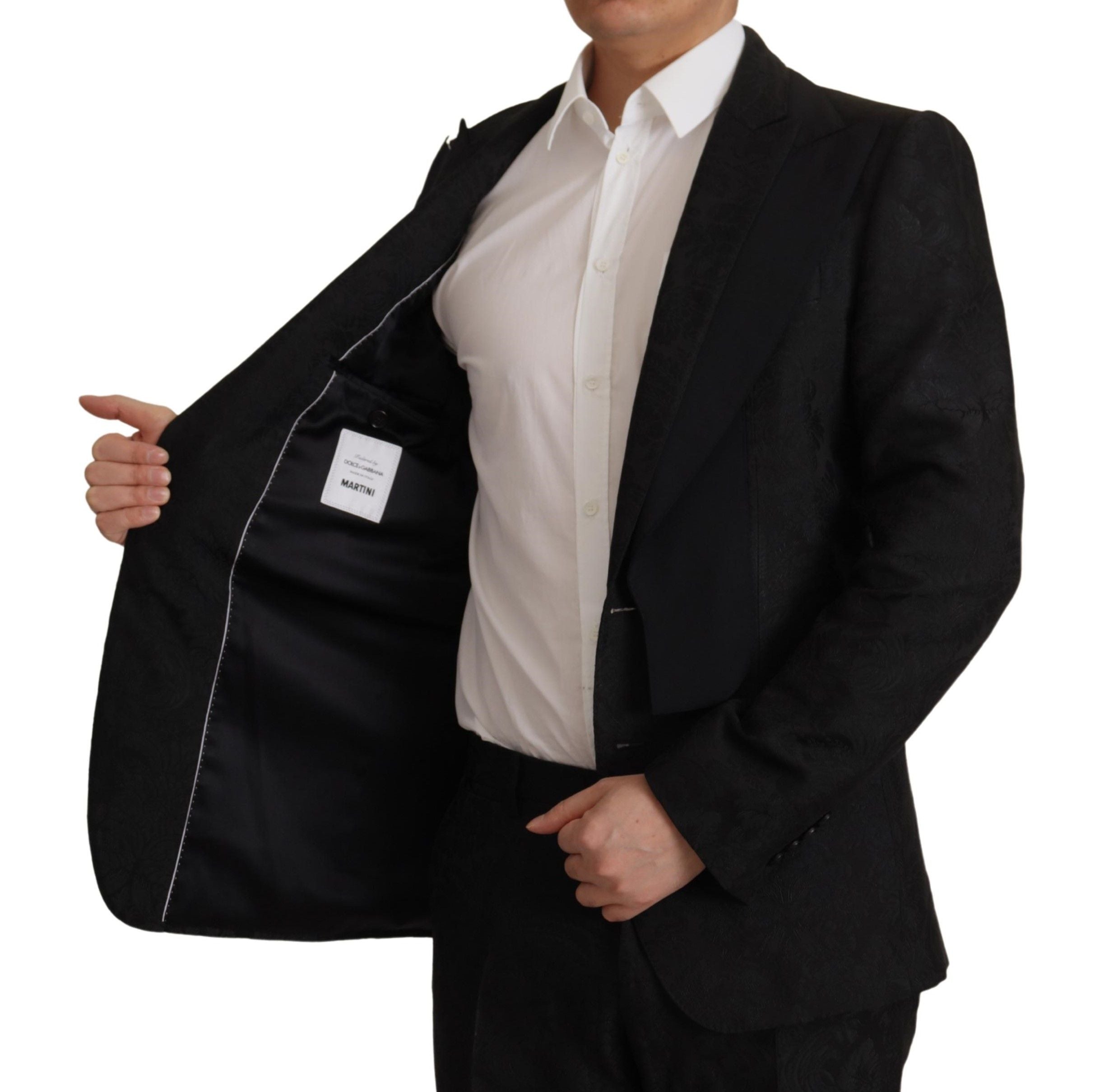 Dolce & Gabbana Black Polyester Formal 2 Piece MARTINI Suit Dolce & Gabbana