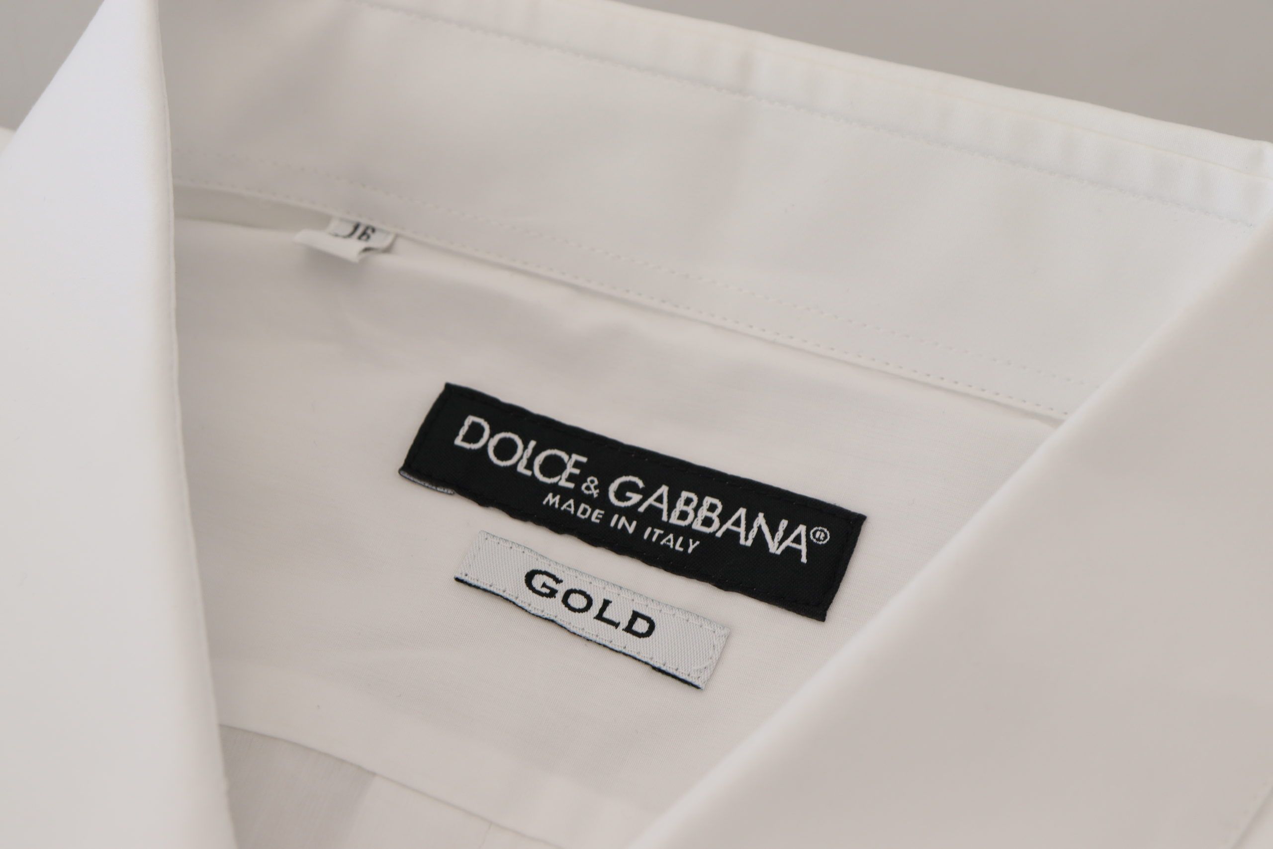 Dolce & Gabbana White Cotton Peacock Feather Formal GOLD Shirt Dolce & Gabbana