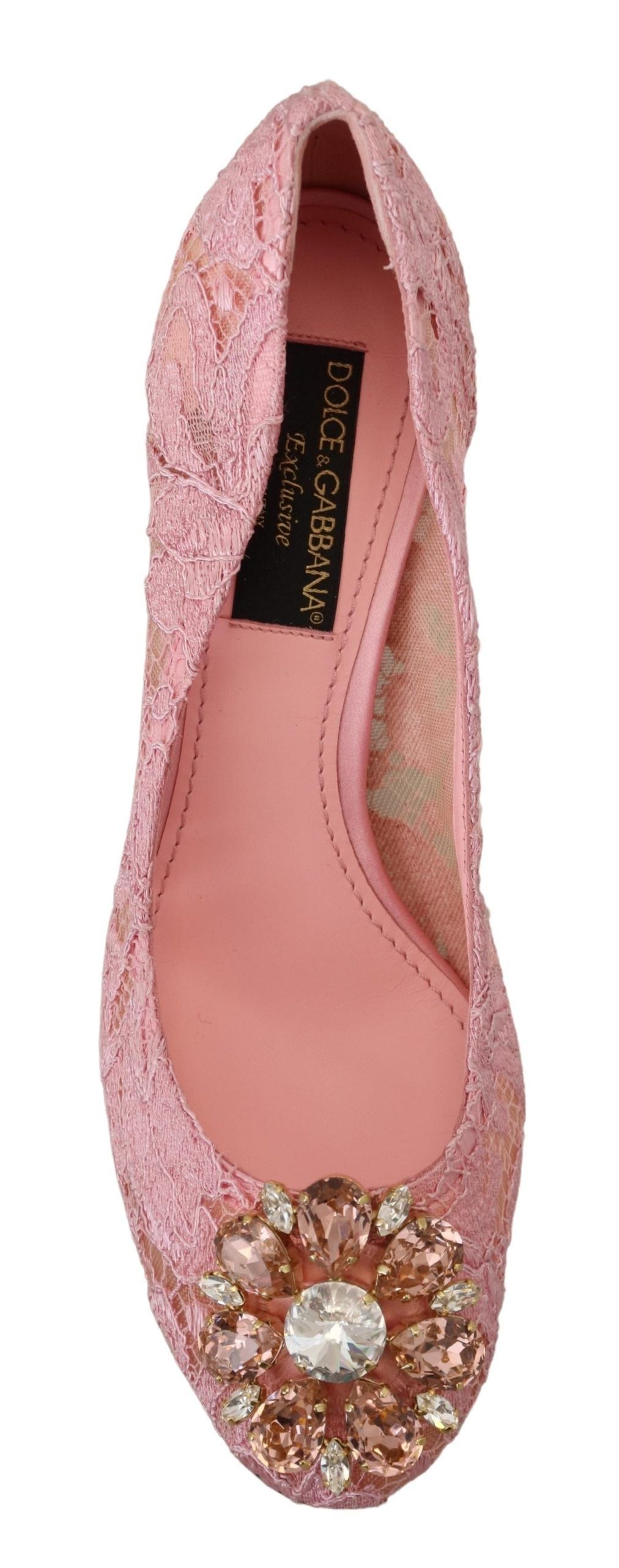 Dolce & Gabbana Pink Taormina Lace Crystal Pumps Pastel Shoes Dolce & Gabbana