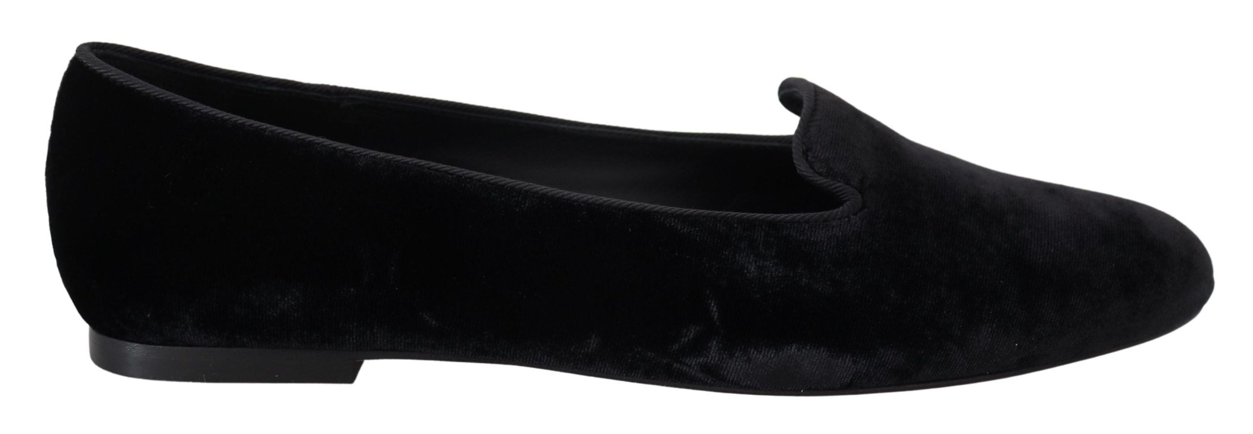 Dolce & Gabbana Black Velvet Slip Ons Loafers Flats Shoes Dolce & Gabbana