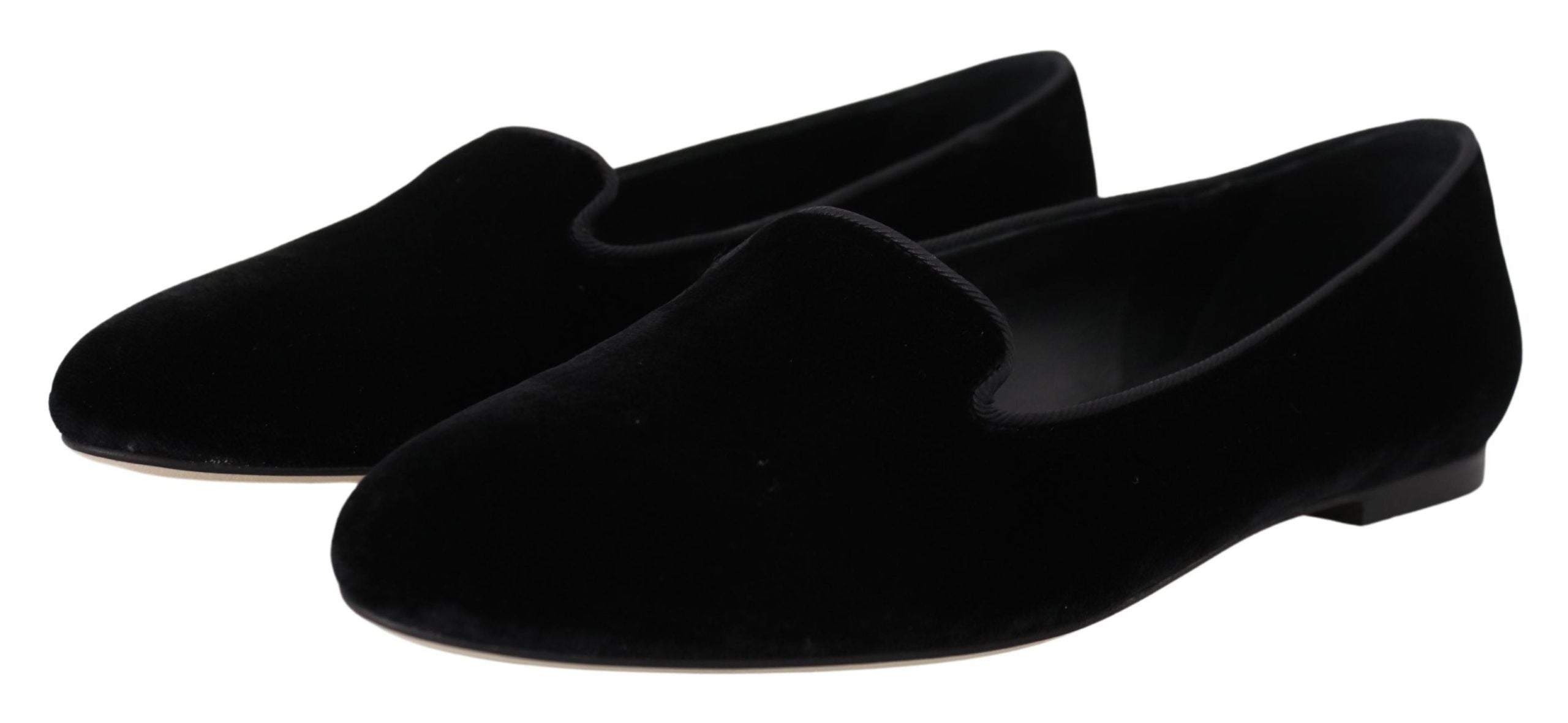 Dolce & Gabbana Black Velvet Slip Ons Loafers Flats Shoes Dolce & Gabbana