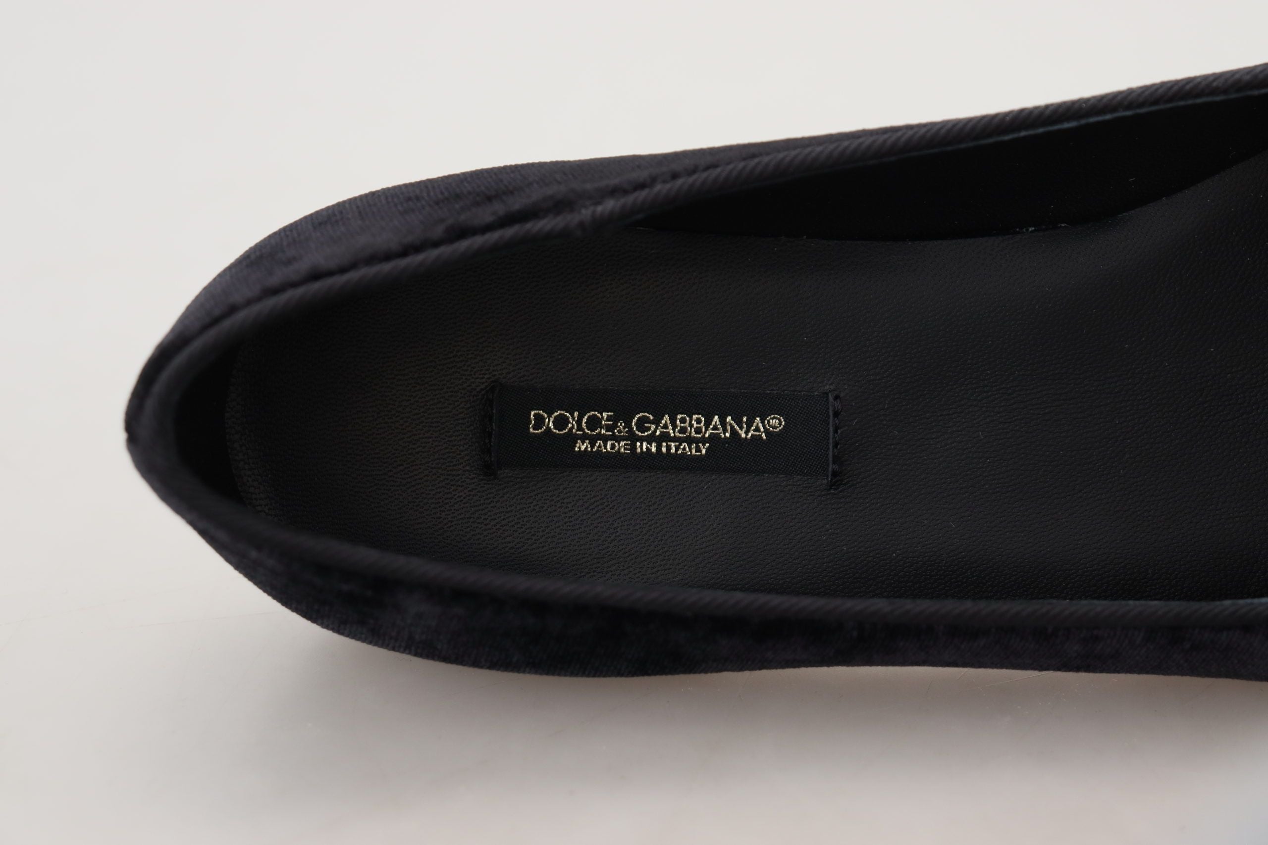 Dolce & Gabbana Black Velvet Slip Ons Loafers Flats Shoes Dolce & Gabbana