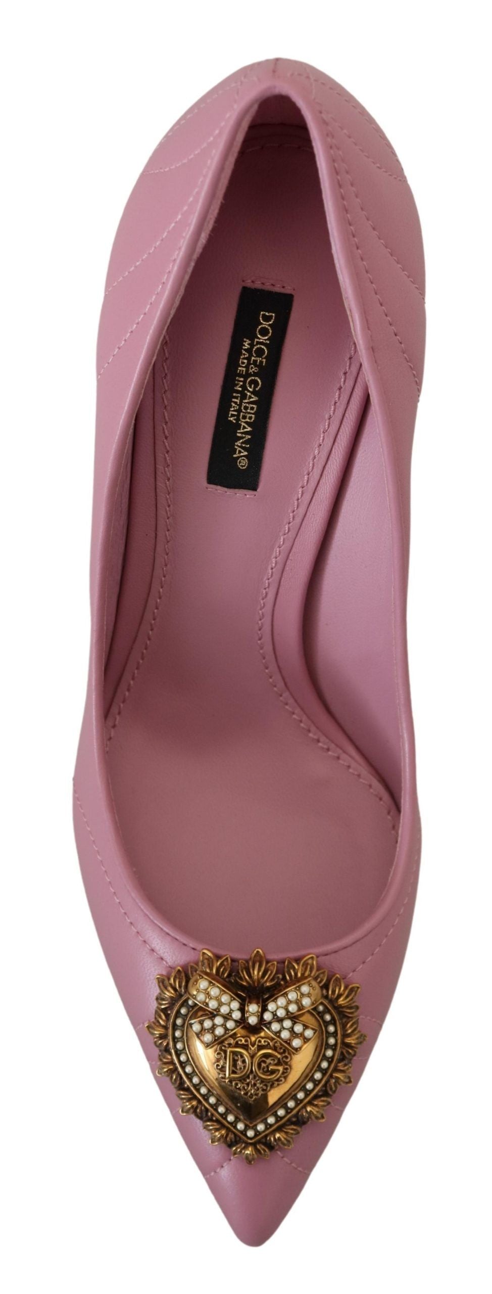 Dolce & Gabbana Pink Leather Heart DEVOTION Heels Pumps Shoes Dolce & Gabbana