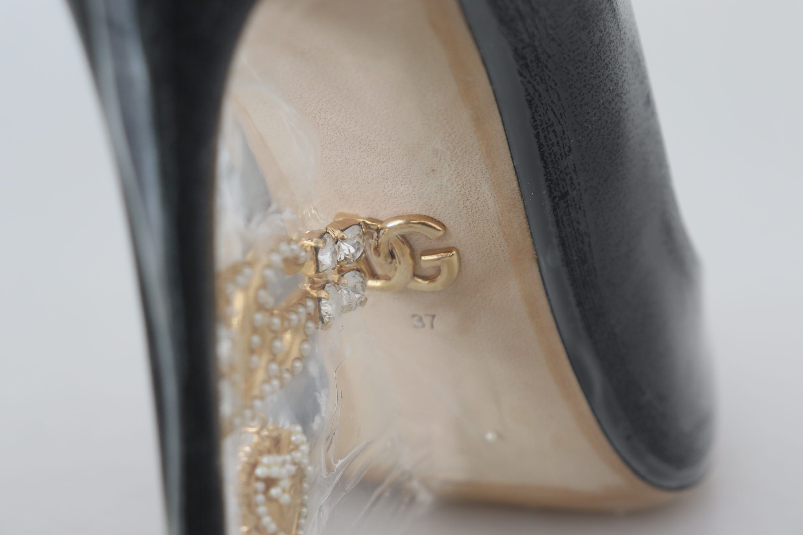Dolce & Gabbana Black Leather Heels Pumps Plastic Wrapped Shoes Dolce & Gabbana