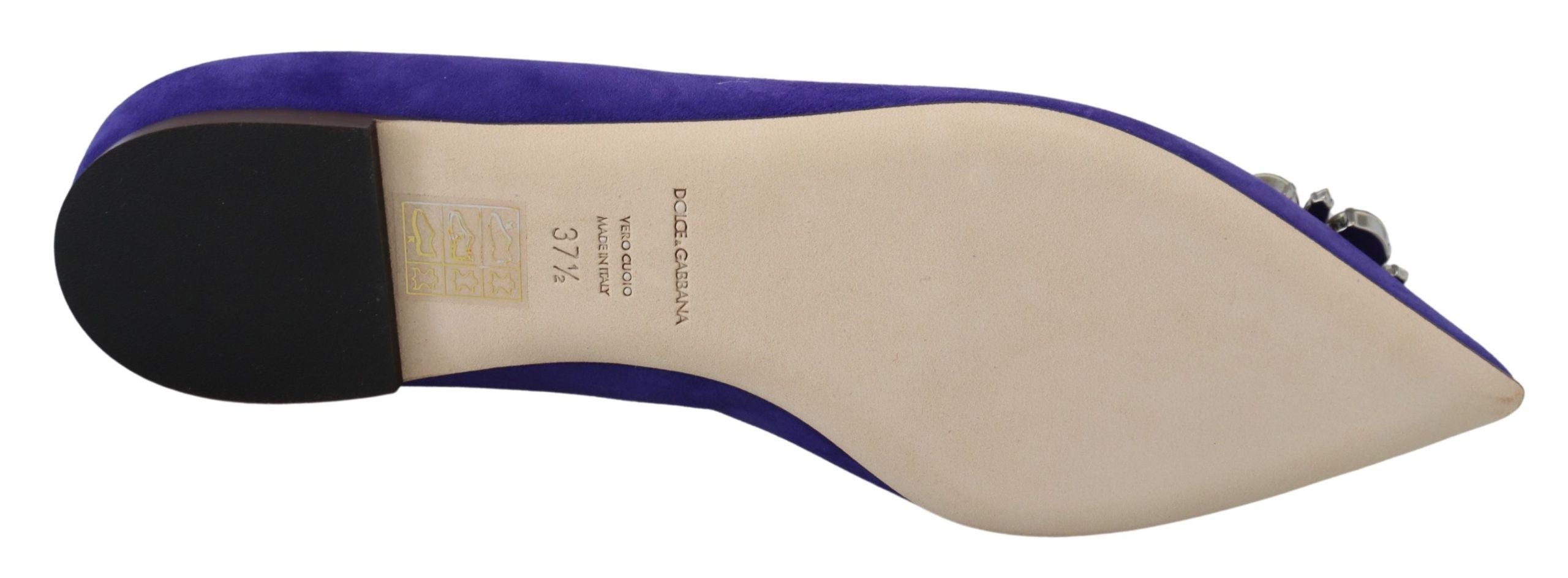 Dolce & Gabbana Purple Suede Crystals Loafers Flats Shoes Dolce & Gabbana