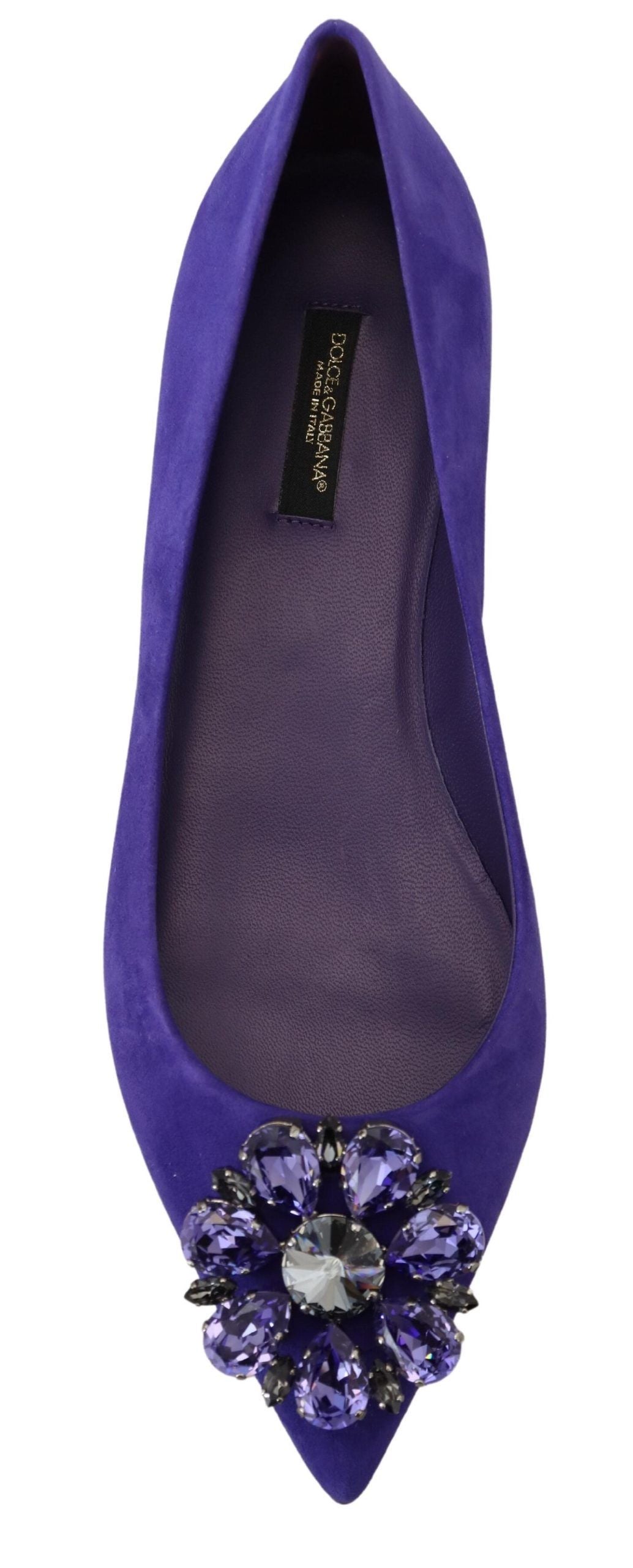 Dolce & Gabbana Purple Suede Crystals Loafers Flats Shoes Dolce & Gabbana