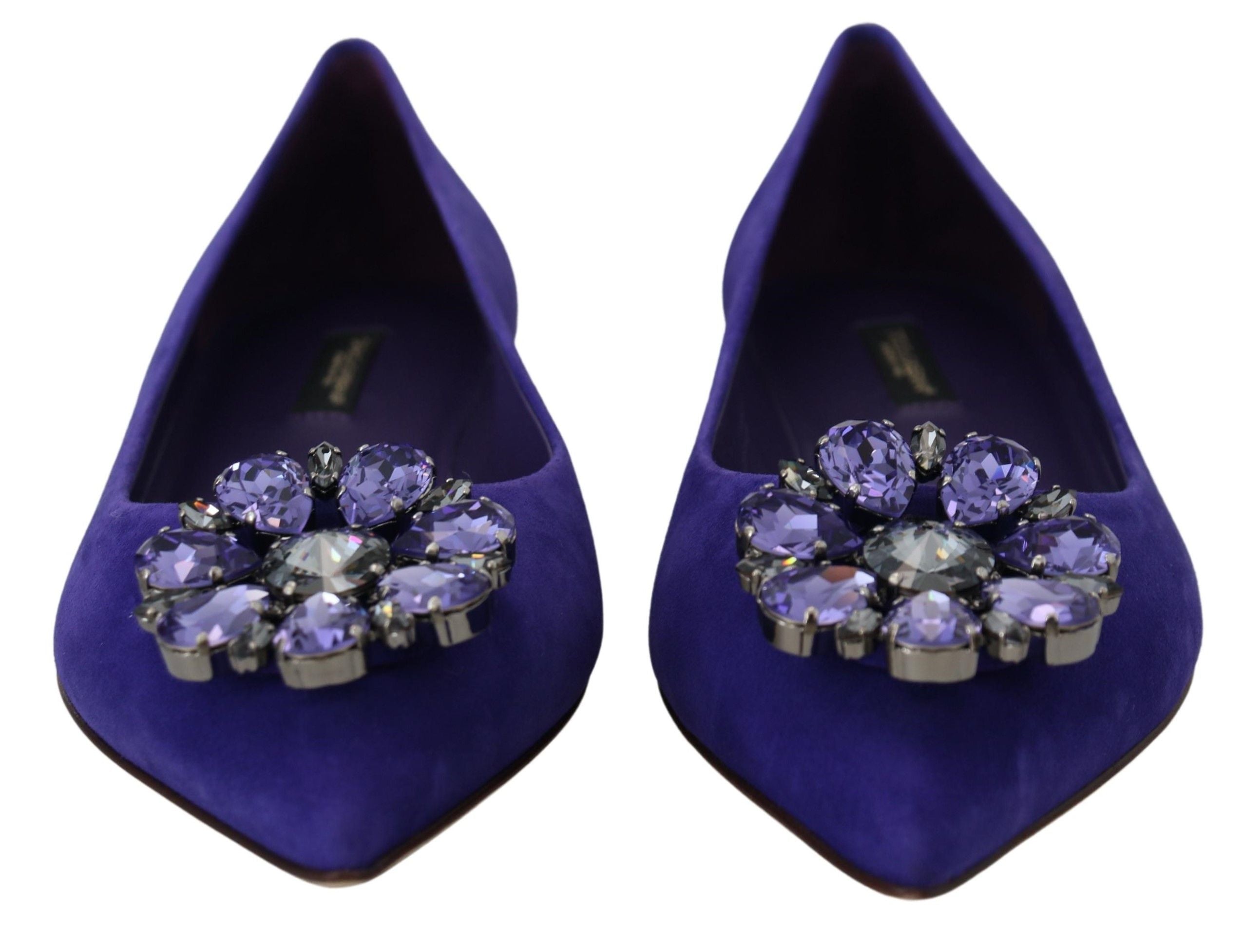 Dolce & Gabbana Purple Suede Crystals Loafers Flats Shoes Dolce & Gabbana
