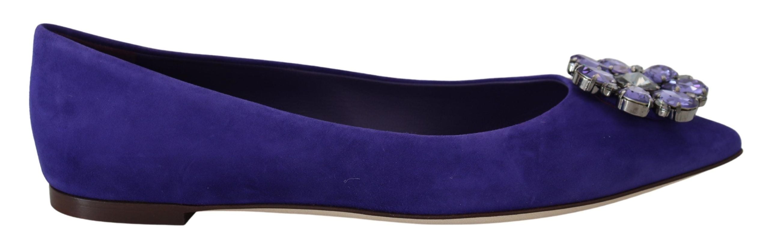 Dolce & Gabbana Purple Suede Crystals Loafers Flats Shoes Dolce & Gabbana