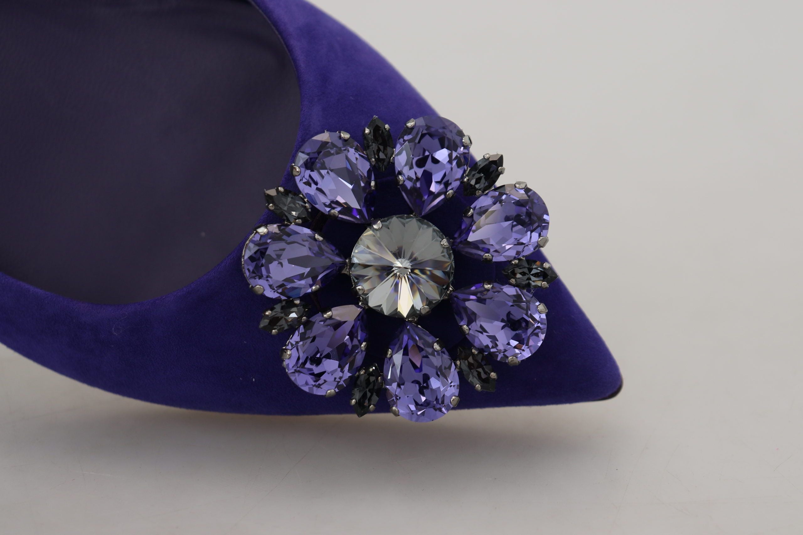 Dolce & Gabbana Purple Suede Crystals Loafers Flats Shoes Dolce & Gabbana