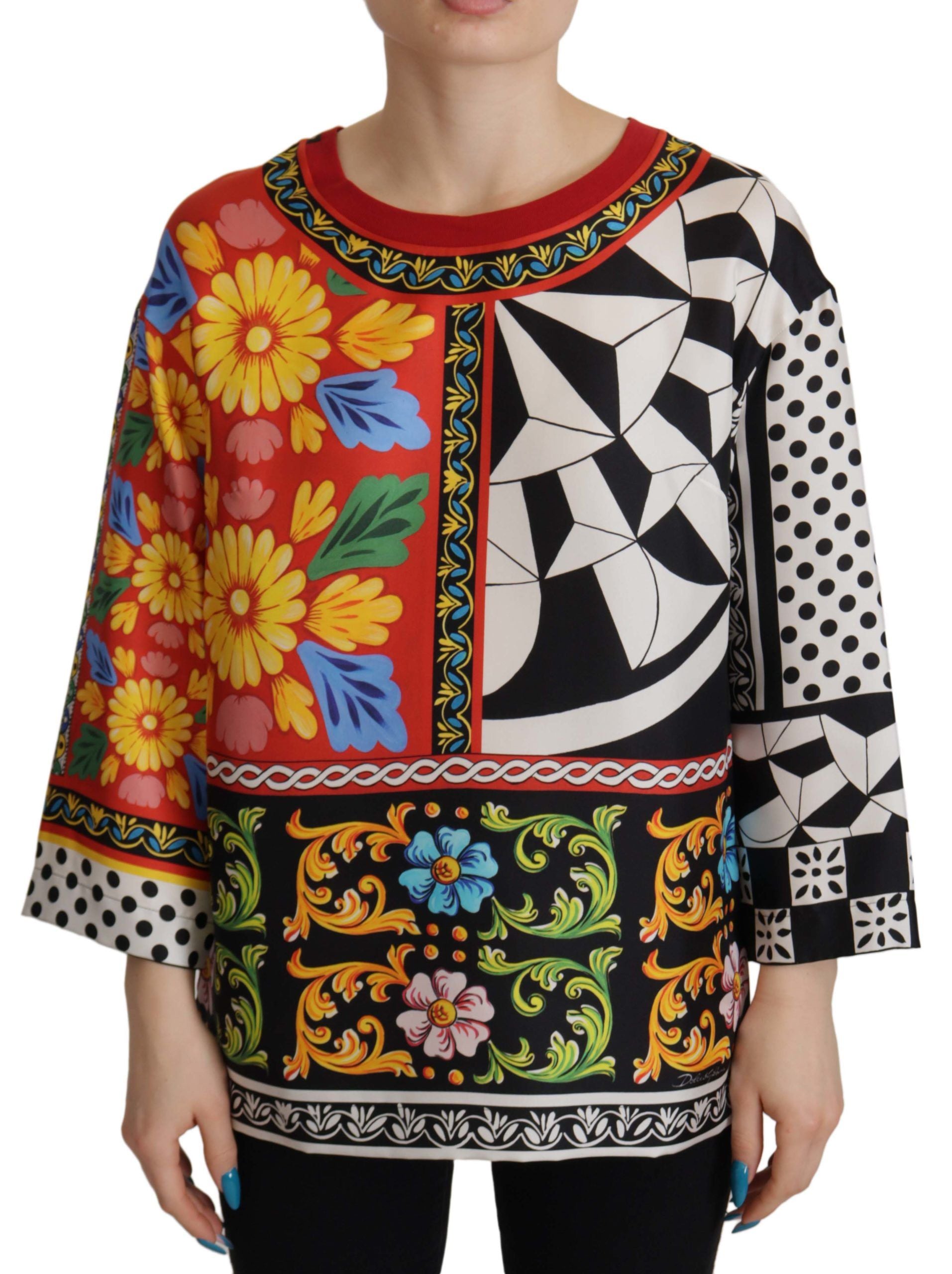 Dolce & Gabbana Multicolor Printed Baroque Loose Long Sleeve Dolce & Gabbana