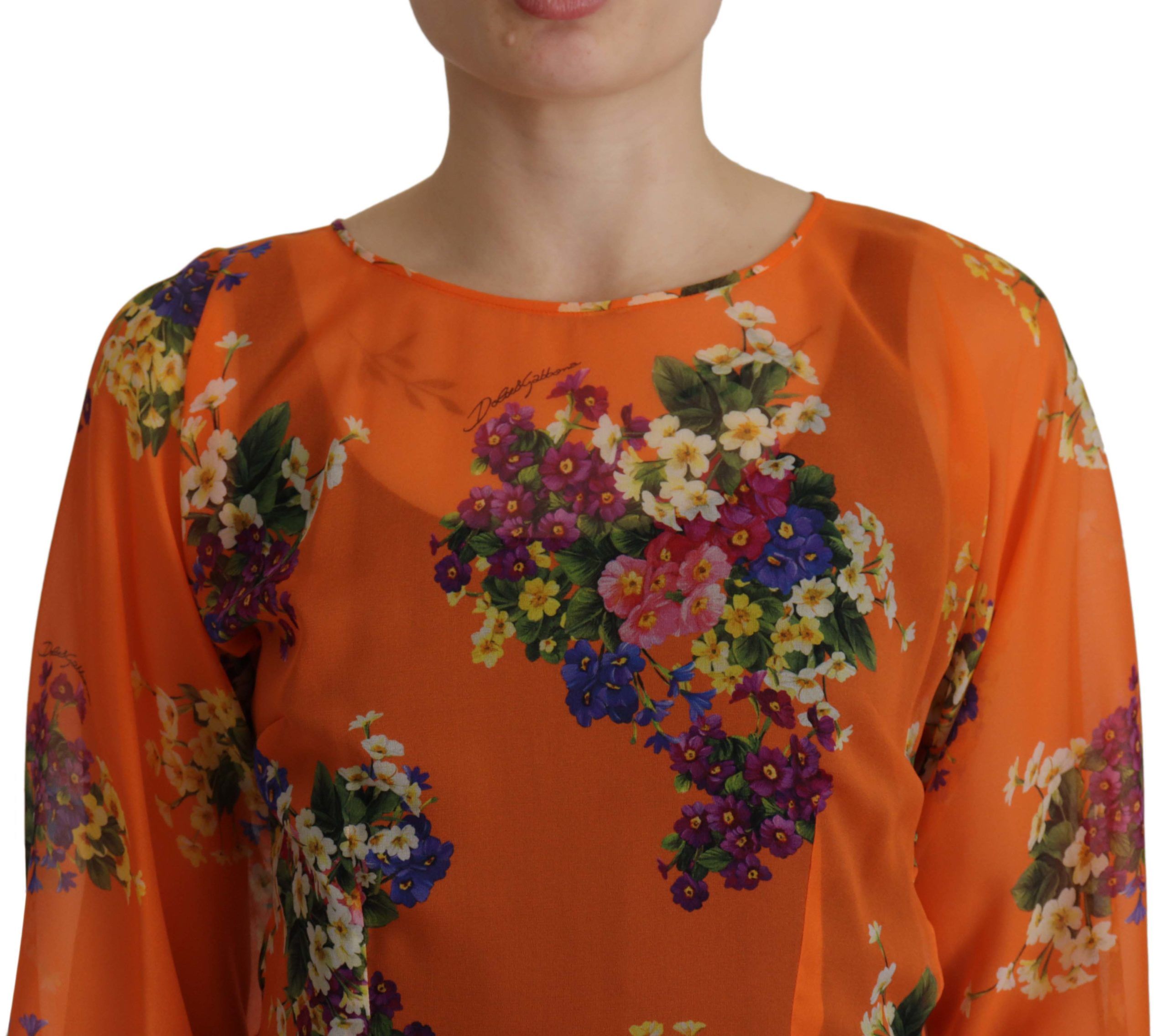 Dolce & Gabbana Orange Floral Print Long Sleeve Blouse Dolce & Gabbana