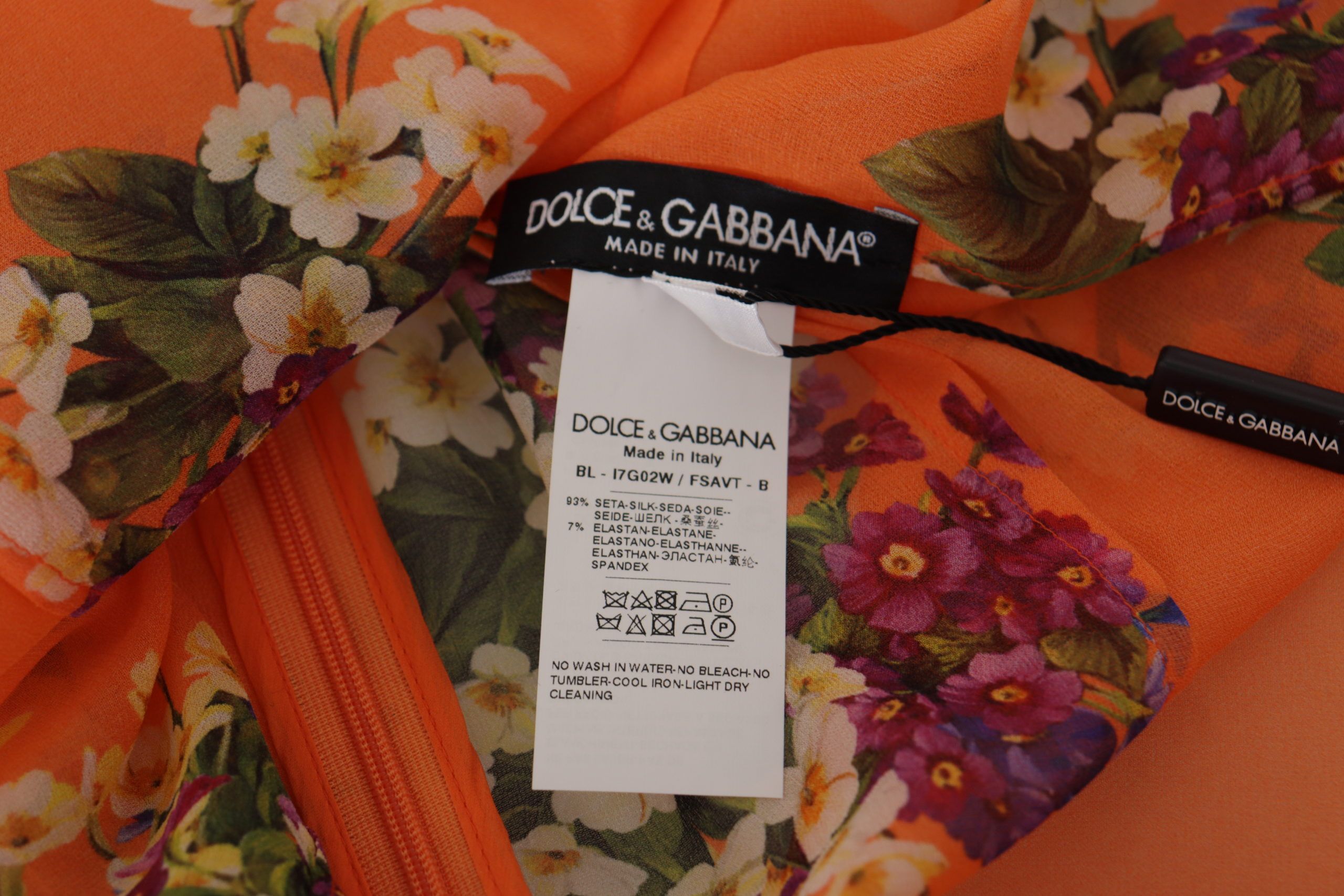 Dolce & Gabbana Orange Floral Print Long Sleeve Blouse Dolce & Gabbana