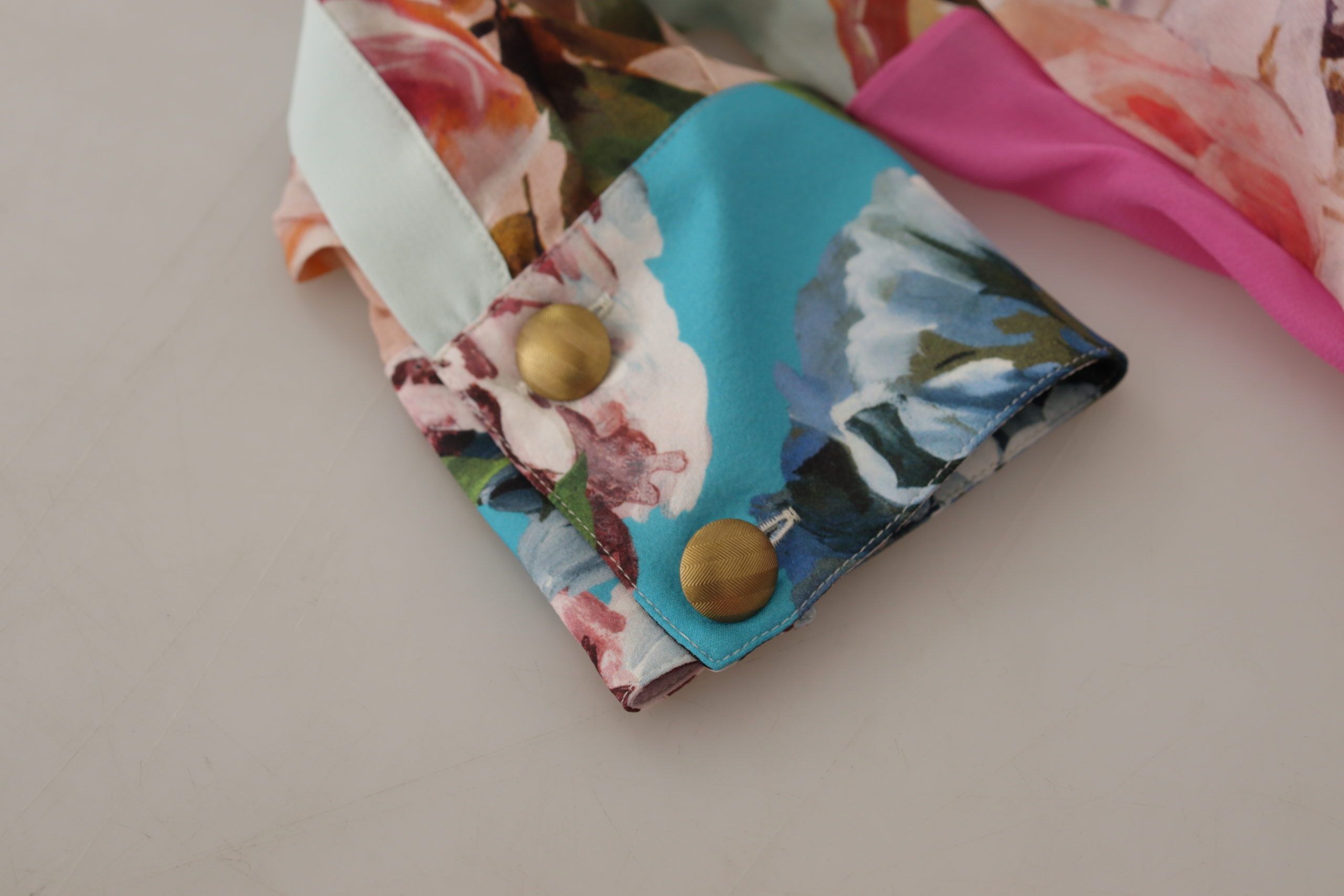 Dolce & Gabbana Multicolor Floral Patchwork Design Ascot Collar Top Blouse Dolce & Gabbana