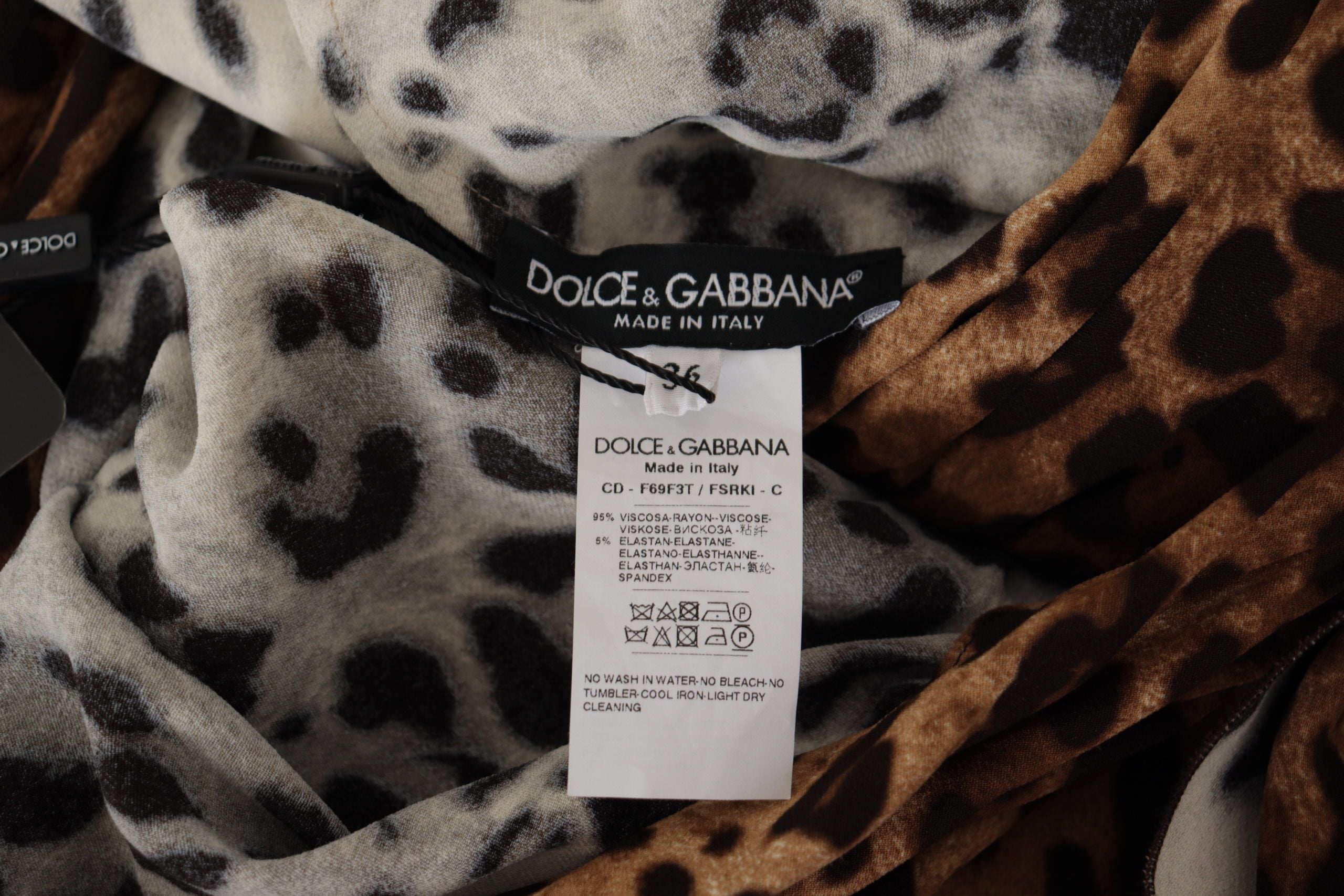 Dolce & Gabbana Brown Leopard Wrap A-line Maxi Viscose Dress Dolce & Gabbana