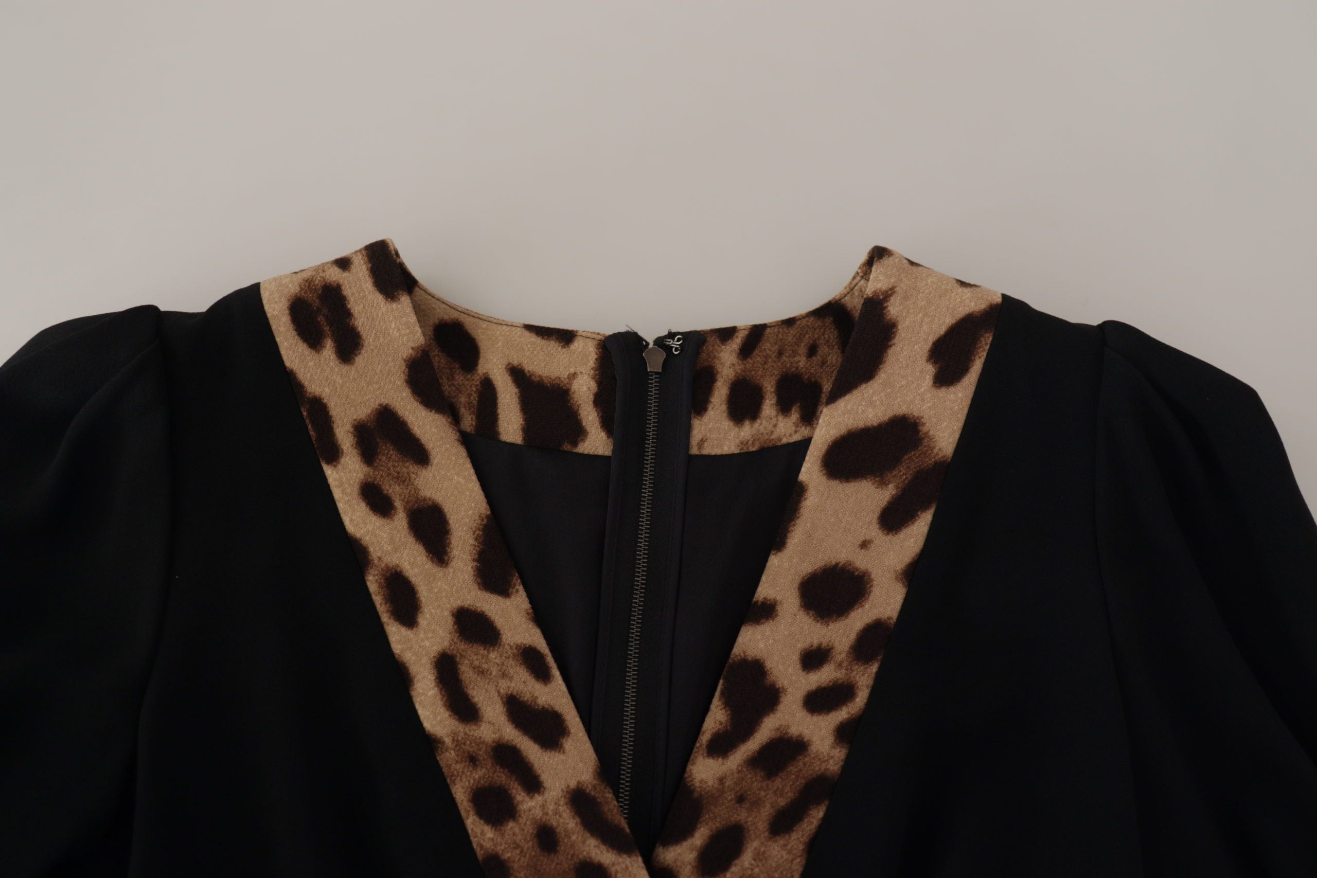 Dolce & Gabbana Black Leopard A-line Knee Length Dress Dolce & Gabbana
