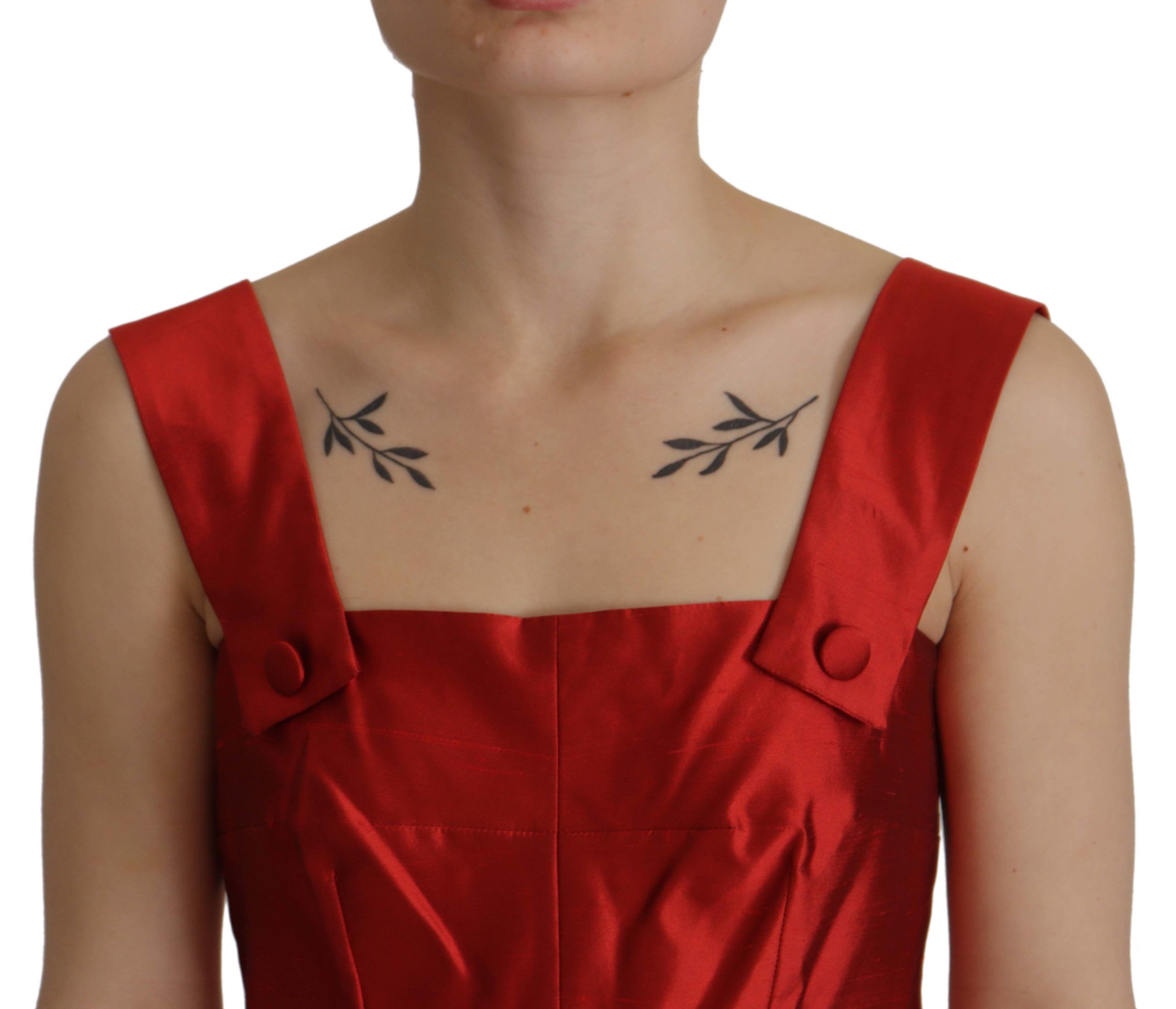 Dolce & Gabbana Red A-line Pleated Satin Silk Dress Dolce & Gabbana