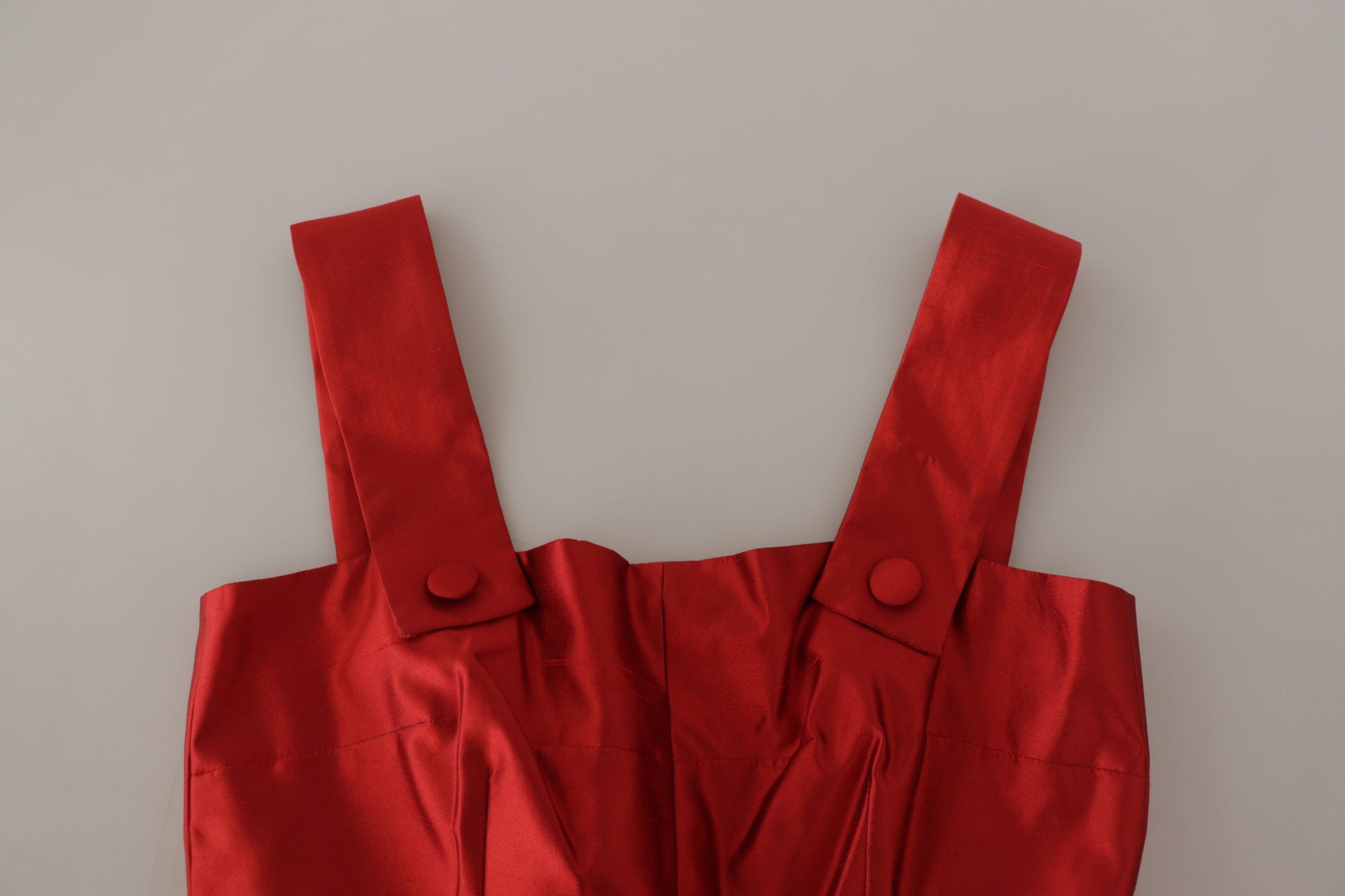 Dolce & Gabbana Red A-line Pleated Satin Silk Dress Dolce & Gabbana