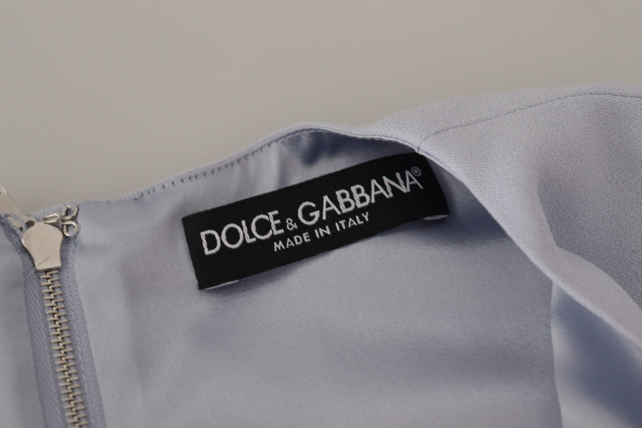 Dolce & Gabbana Blue Floral Applique Midi Viscose Dress Dolce & Gabbana