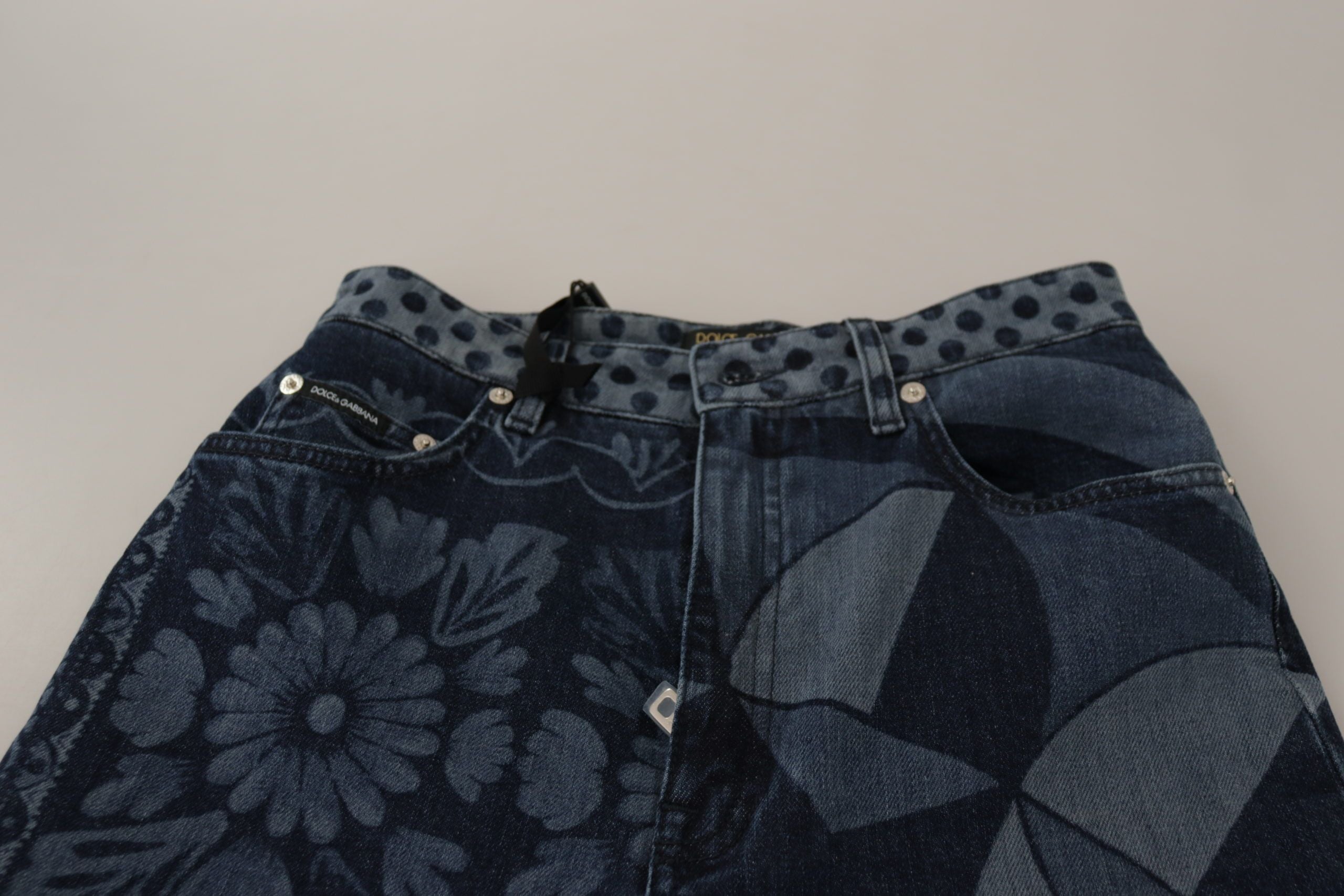 Dolce & Gabbana Blue Floral High Waist Skinny Denim Jeans Dolce & Gabbana