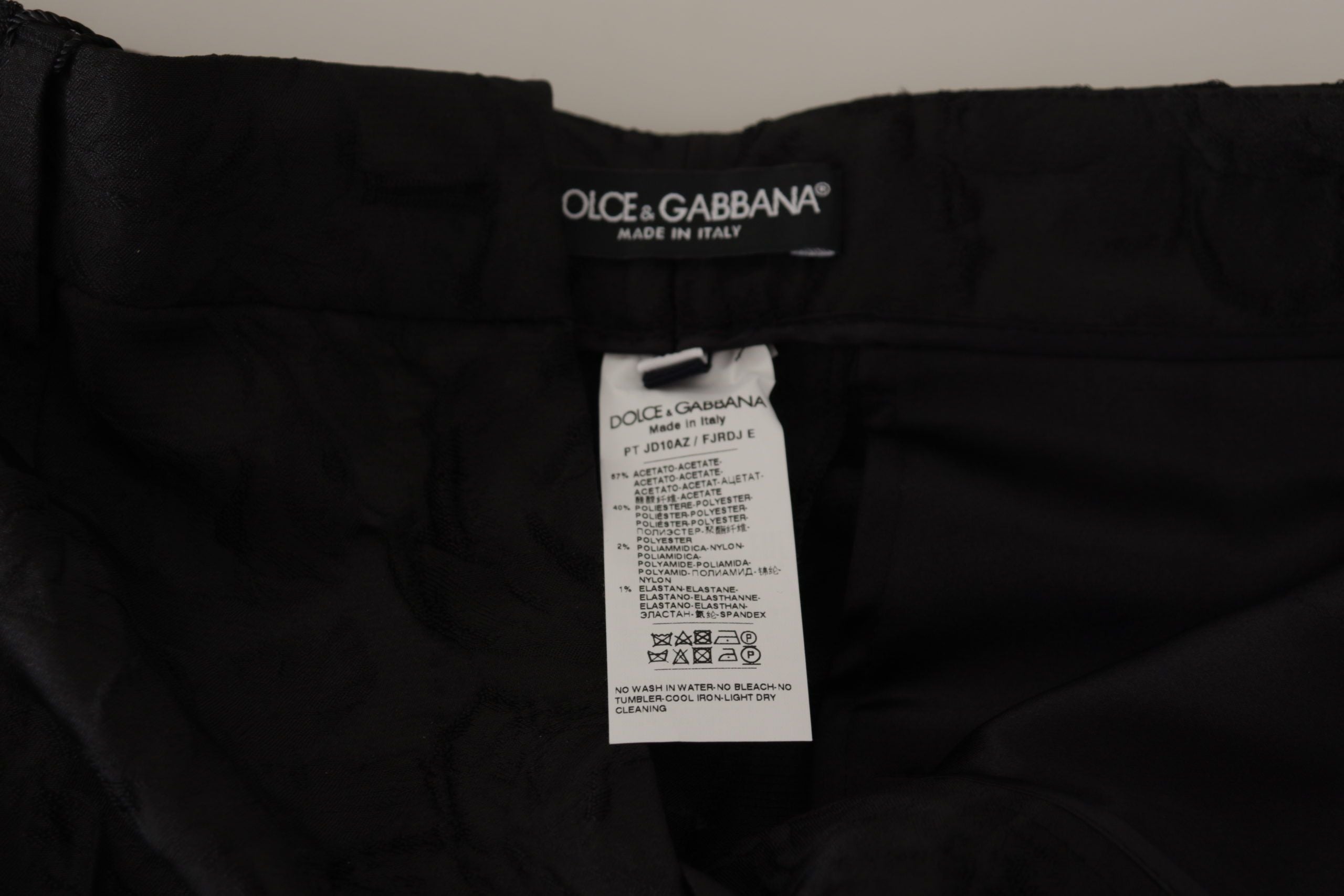 Dolce & Gabbana Black Brocade Cropped High Waist Pants Dolce & Gabbana