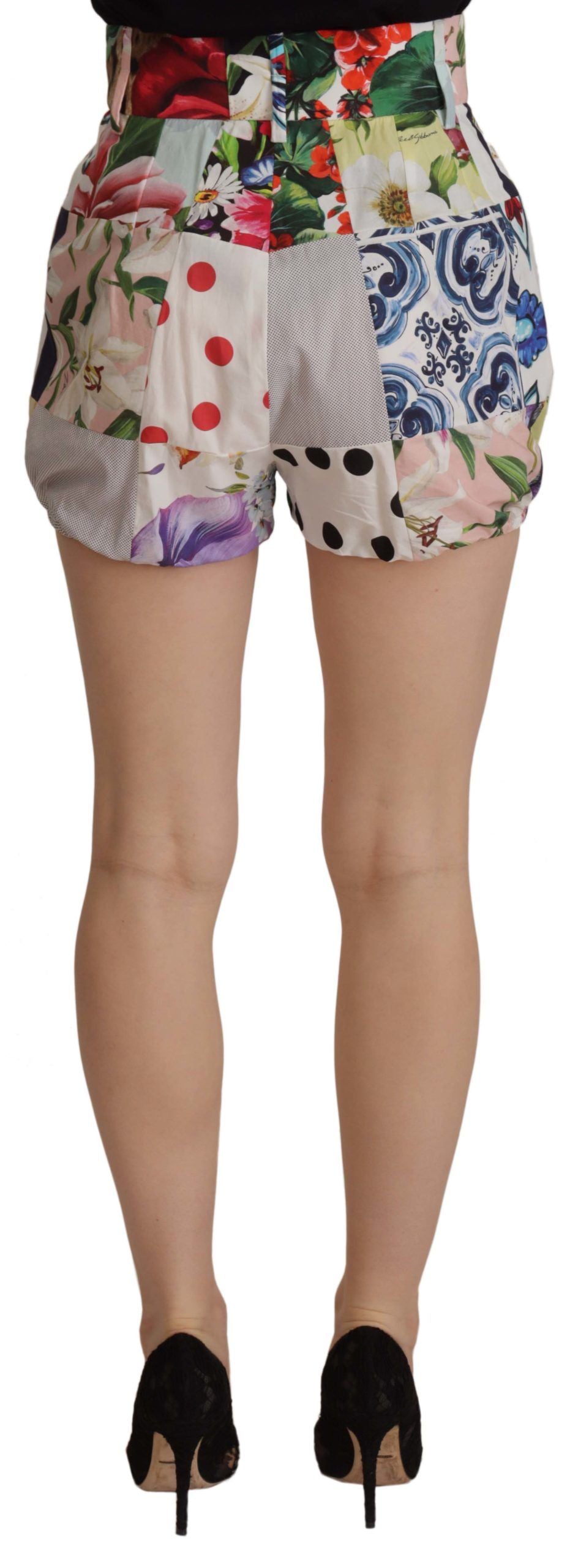 Dolce & Gabbana Multicolor Patchwork High Waist Cotton Shorts Dolce & Gabbana