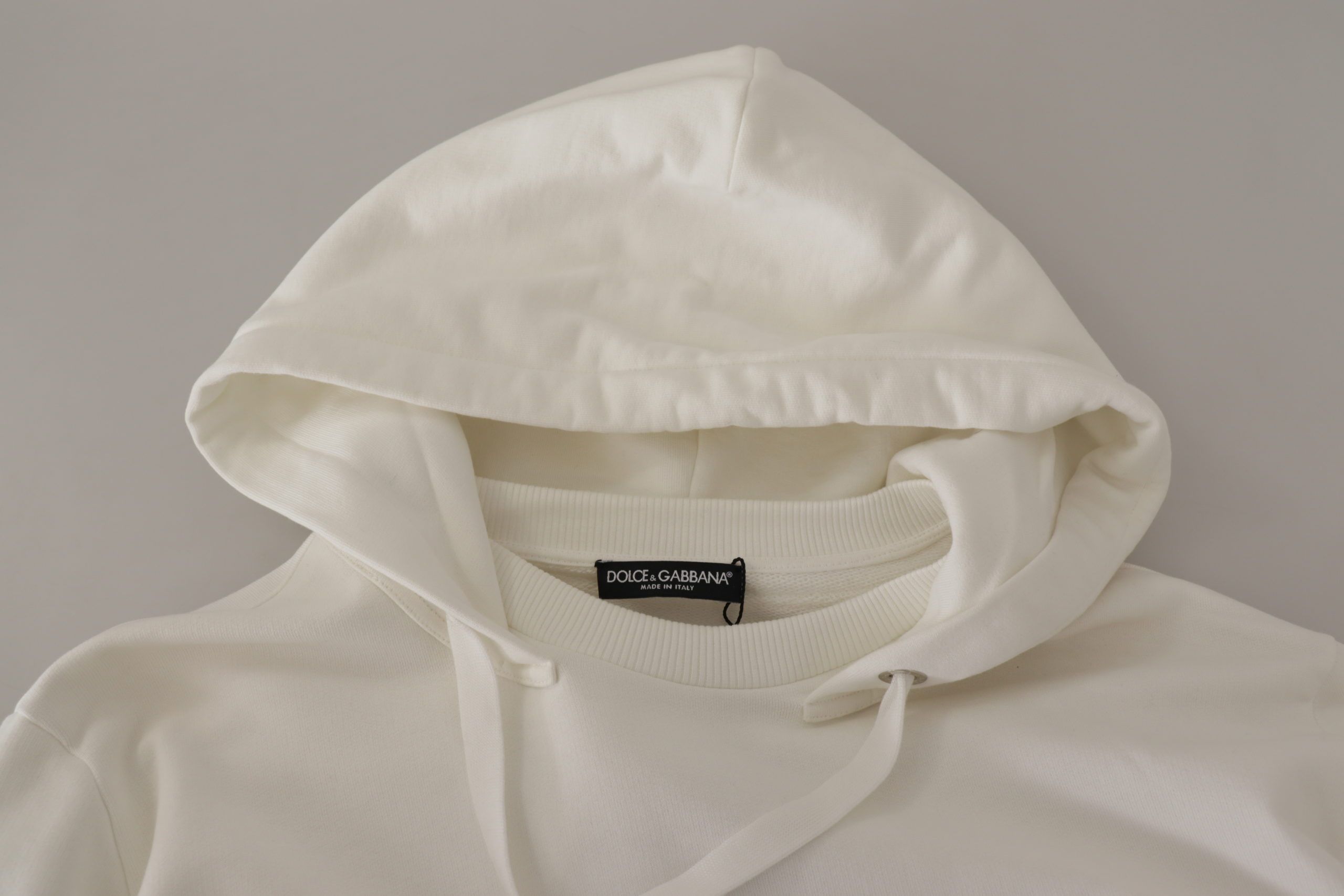 Dolce & Gabbana White Hoodie Pullover Embroidered Sweater Dolce & Gabbana