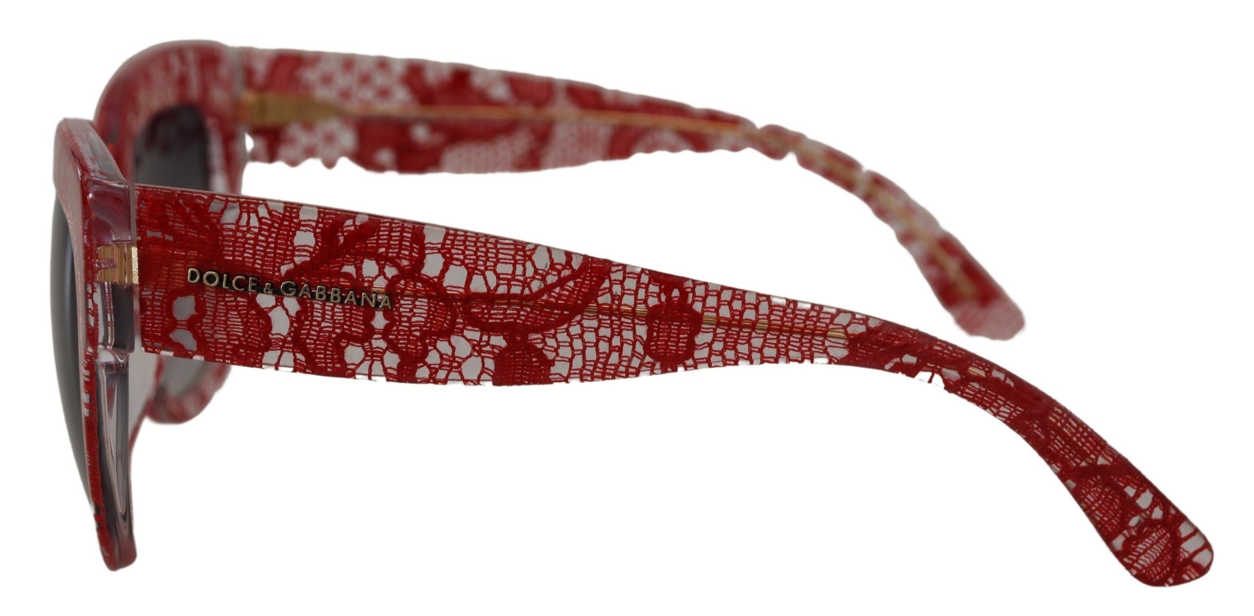 Dolce & Gabbana Red Lace Acetate Rectangle Shades DG4231F Sunglasses Dolce & Gabbana