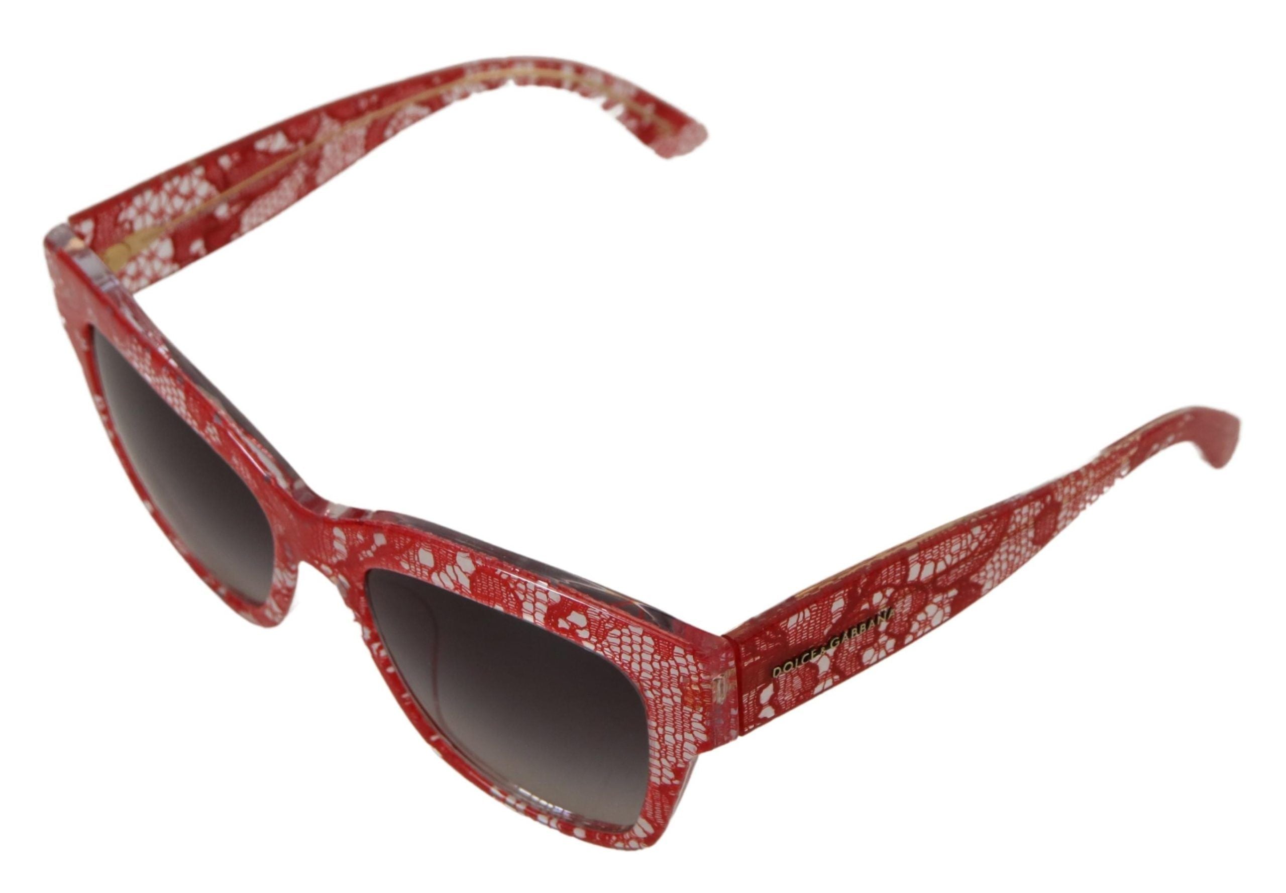 Dolce & Gabbana Red Lace Acetate Rectangle Shades DG4231F Sunglasses Dolce & Gabbana