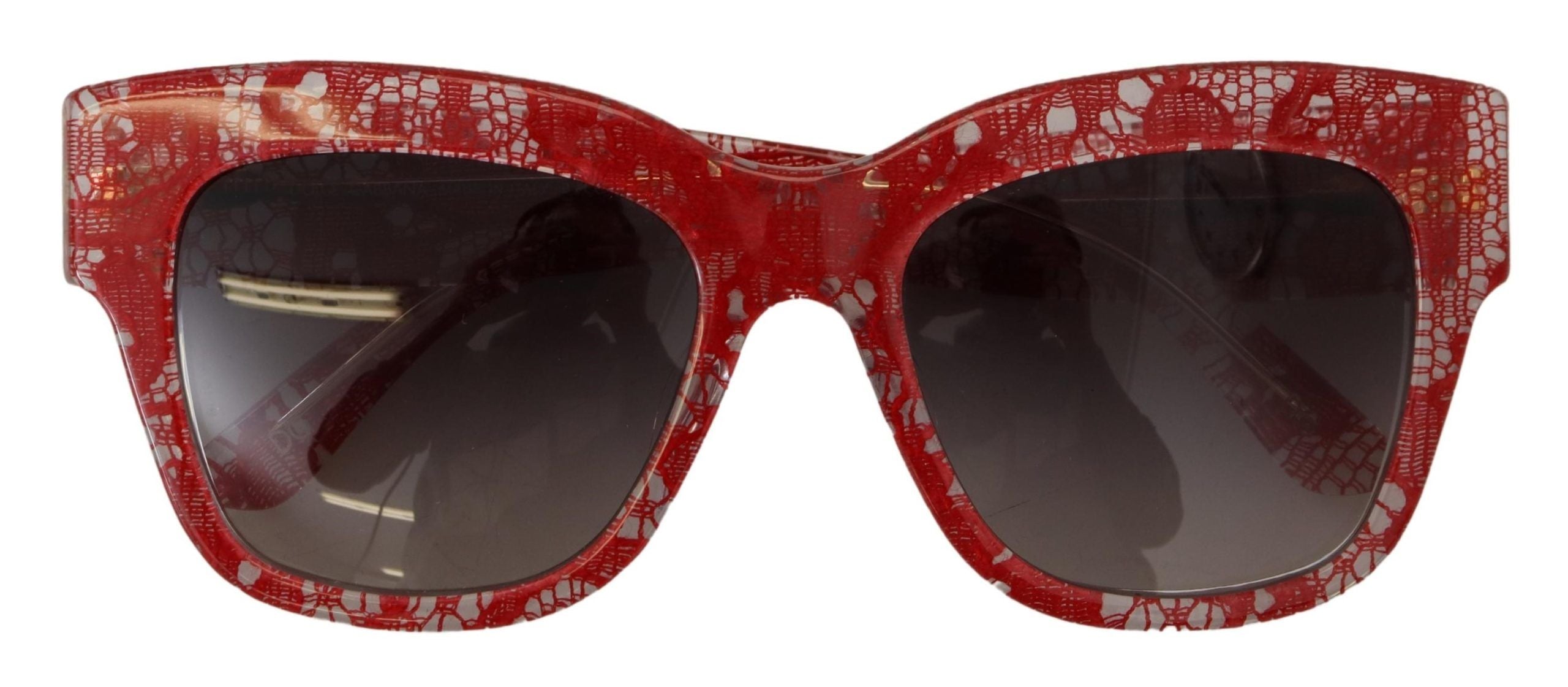 Dolce & Gabbana Red Lace Acetate Rectangle Shades DG4231F Sunglasses Dolce & Gabbana