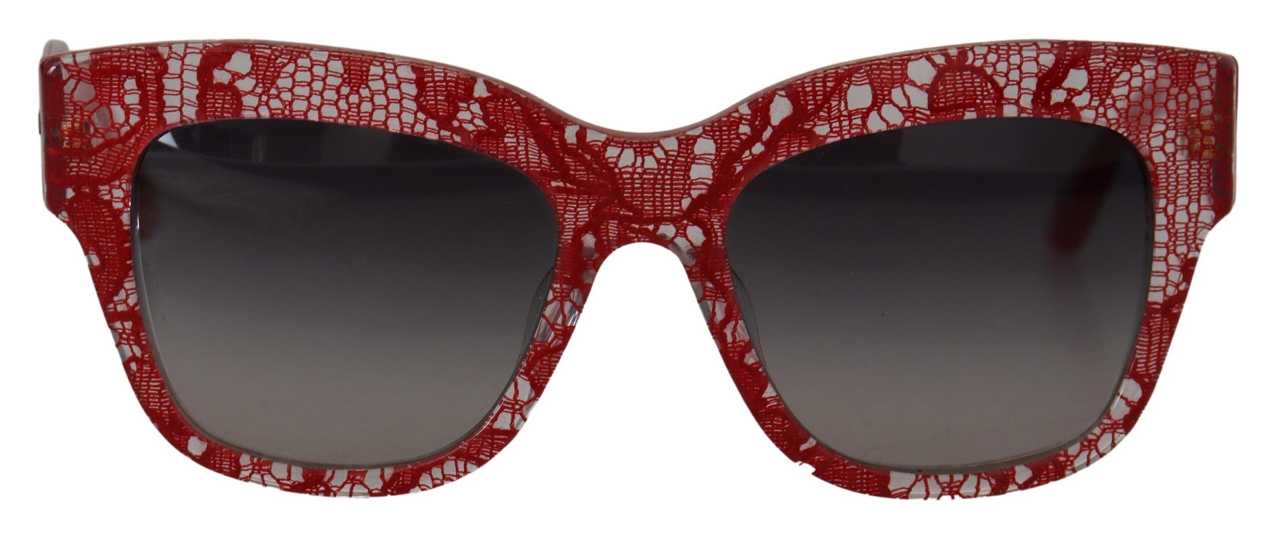 Dolce & Gabbana Red Lace Acetate Rectangle Shades DG4231F Sunglasses Dolce & Gabbana