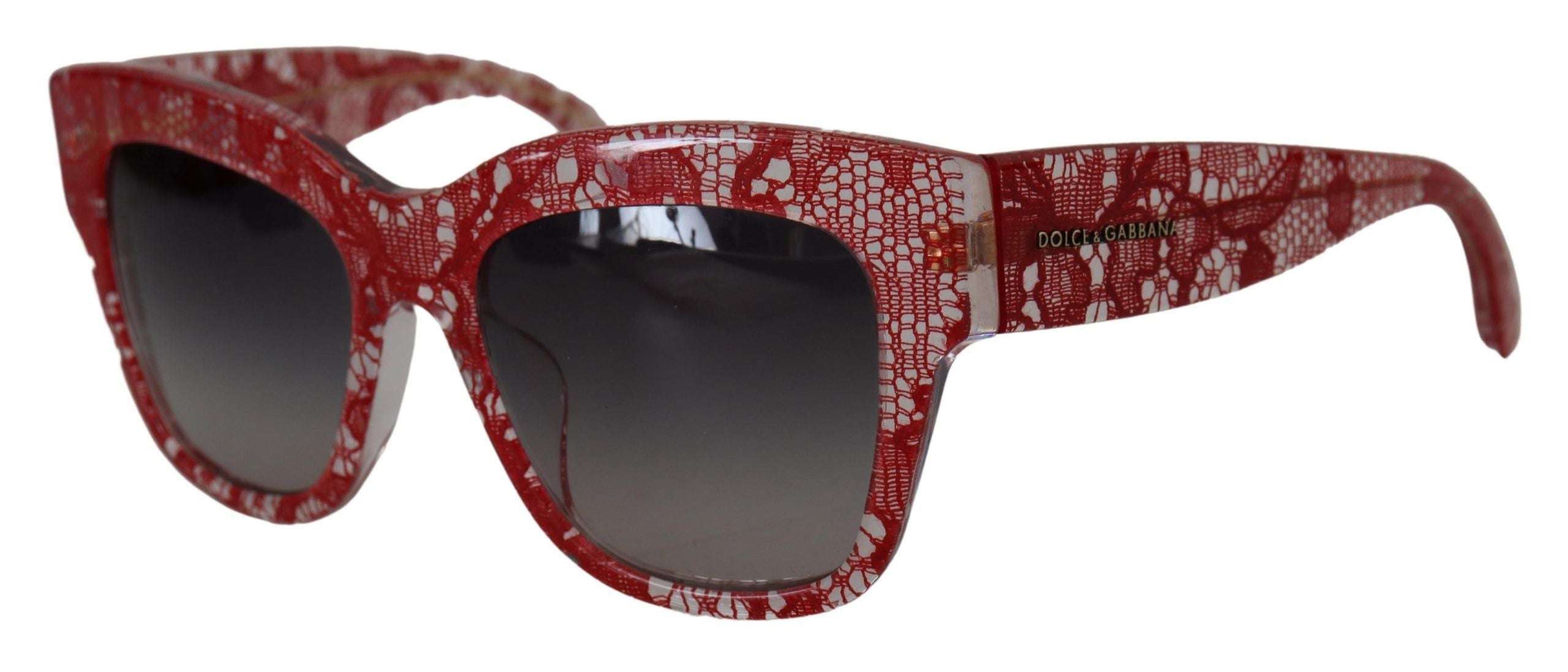 Dolce & Gabbana Red Lace Acetate Rectangle Shades DG4231F Sunglasses Dolce & Gabbana